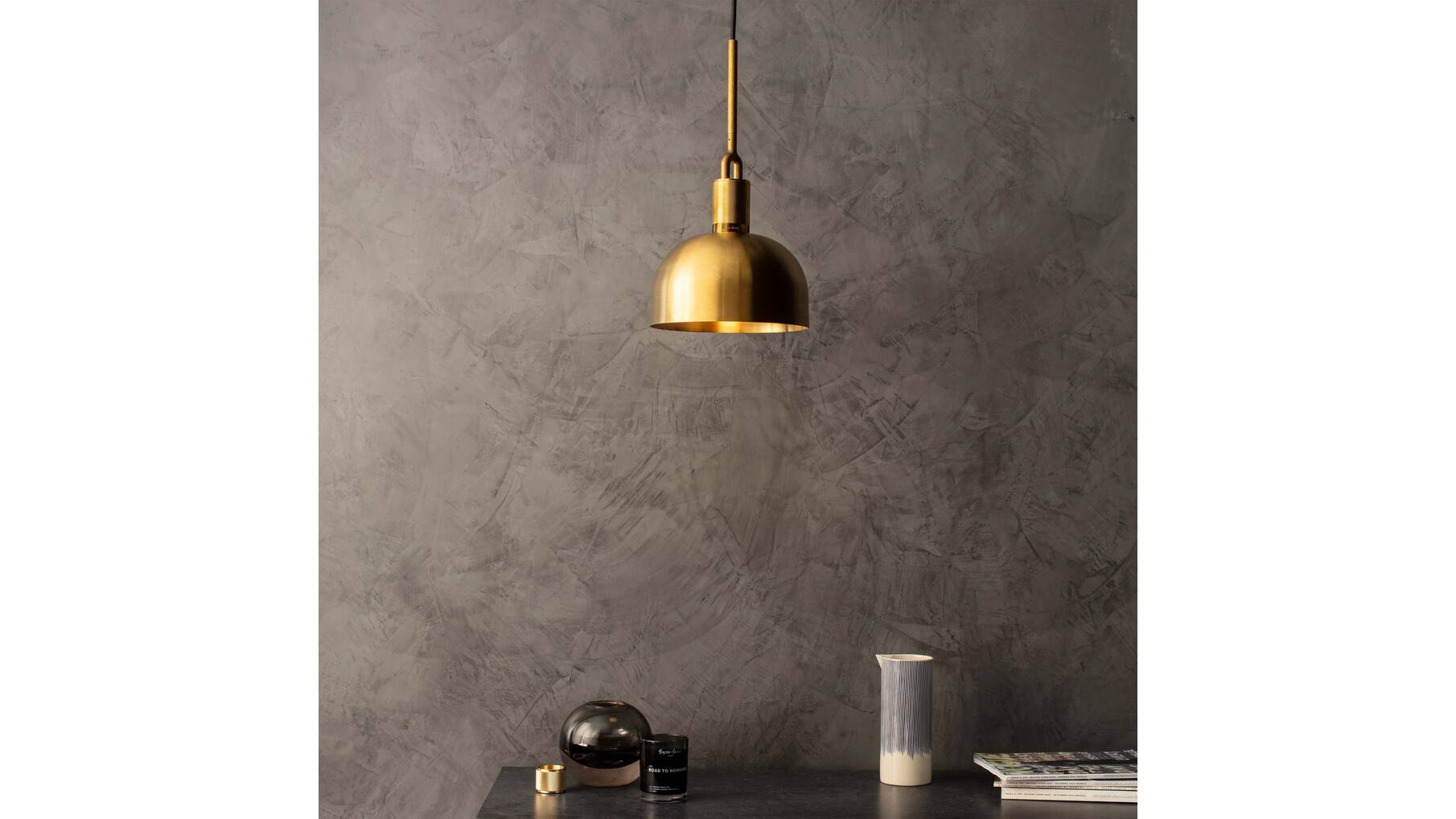 Forked Pendant/Brass/Medium Brass Shade