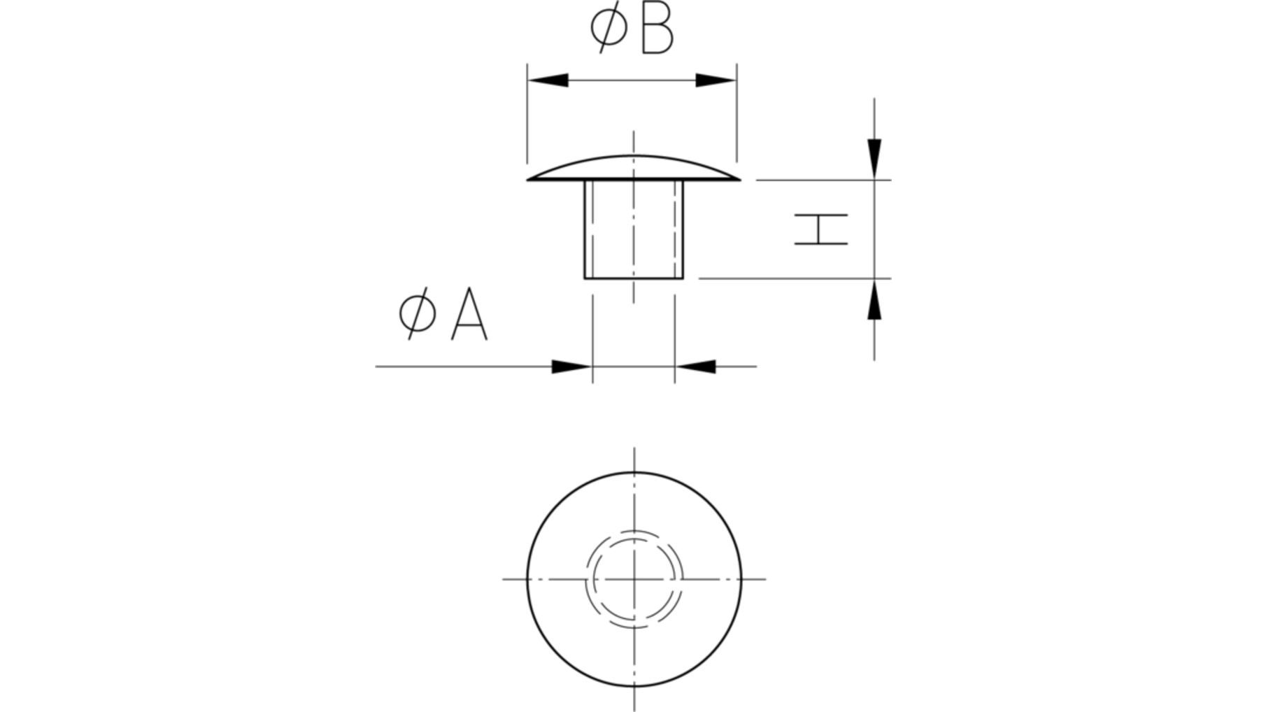 Afdekkap10mm stift, kop 13mm, zwart RAL9005