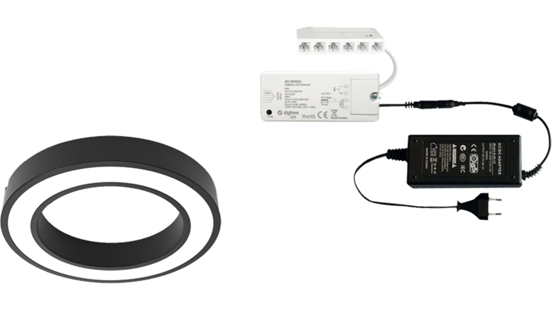 4 x Holl BH mat zwart 24V + Zigbee ontvanger + Driver 24W