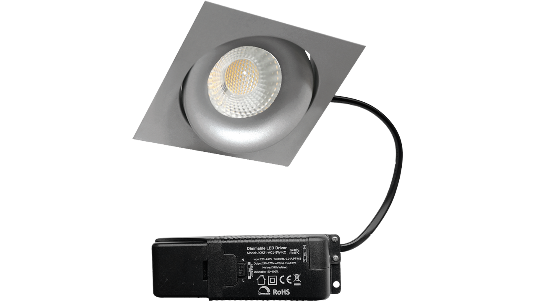 Cádiz kantelbare inbouw vierkant grijs + Triac driver