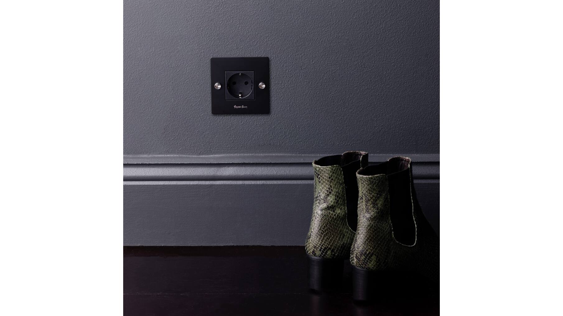 EU 1G Socket/Schuko Type F/w/ B+P Logo/Black