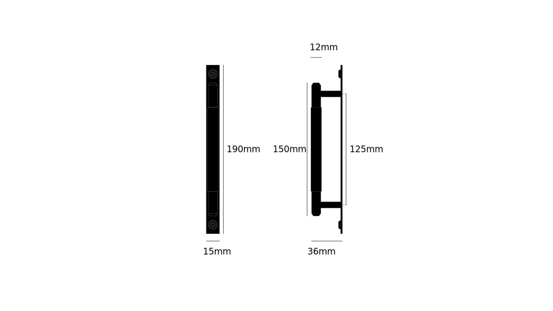 Pull Bar/Plate/Linear/Small 190Mm/Black (Non US)