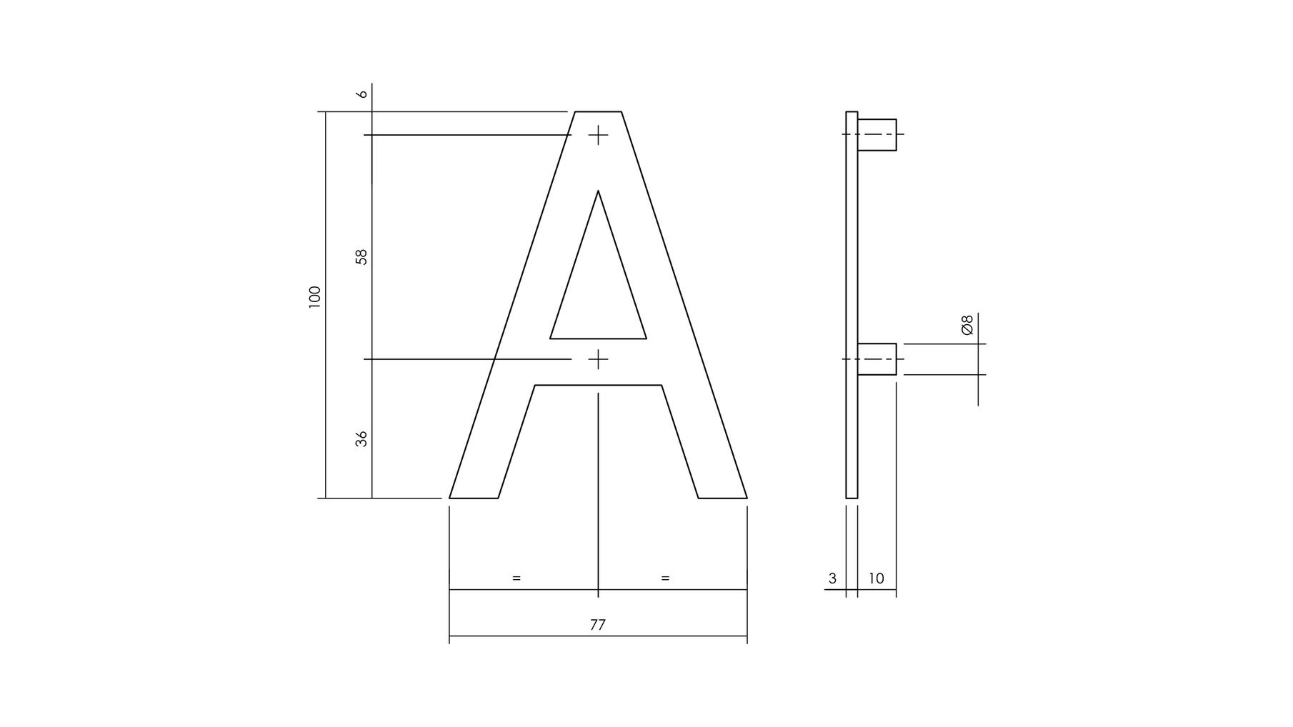 Huisletter A 100mm zwart