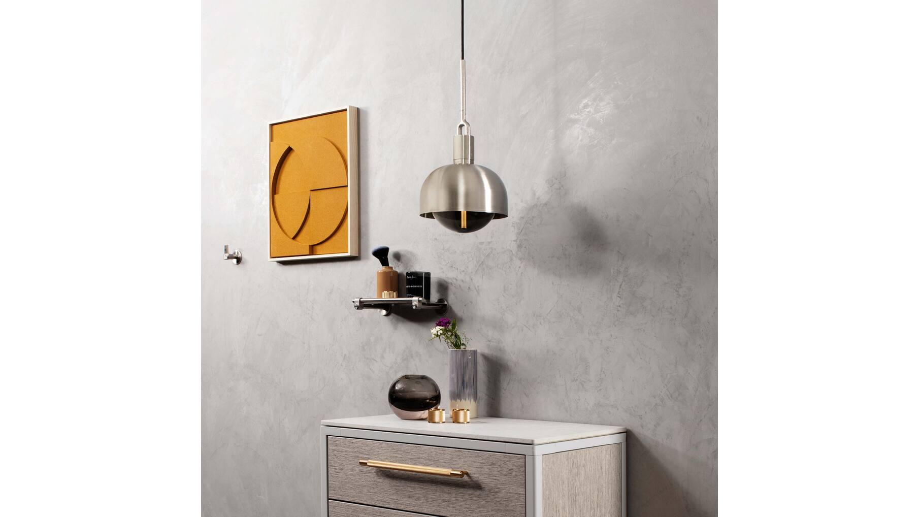 Forked Pendant/Steel/Medium Steel Shade/Medium Smoked