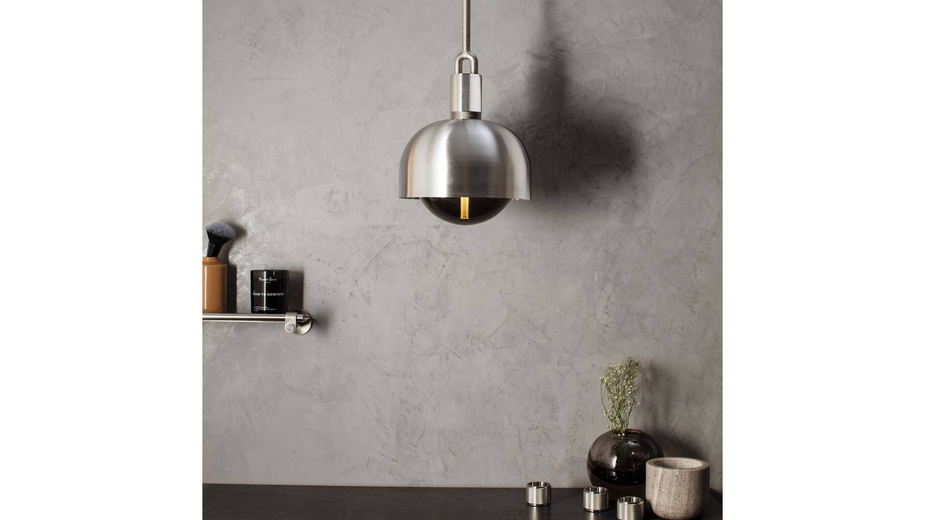 Forked Pendant/Steel/Medium Steel Shade/Medium Smoked