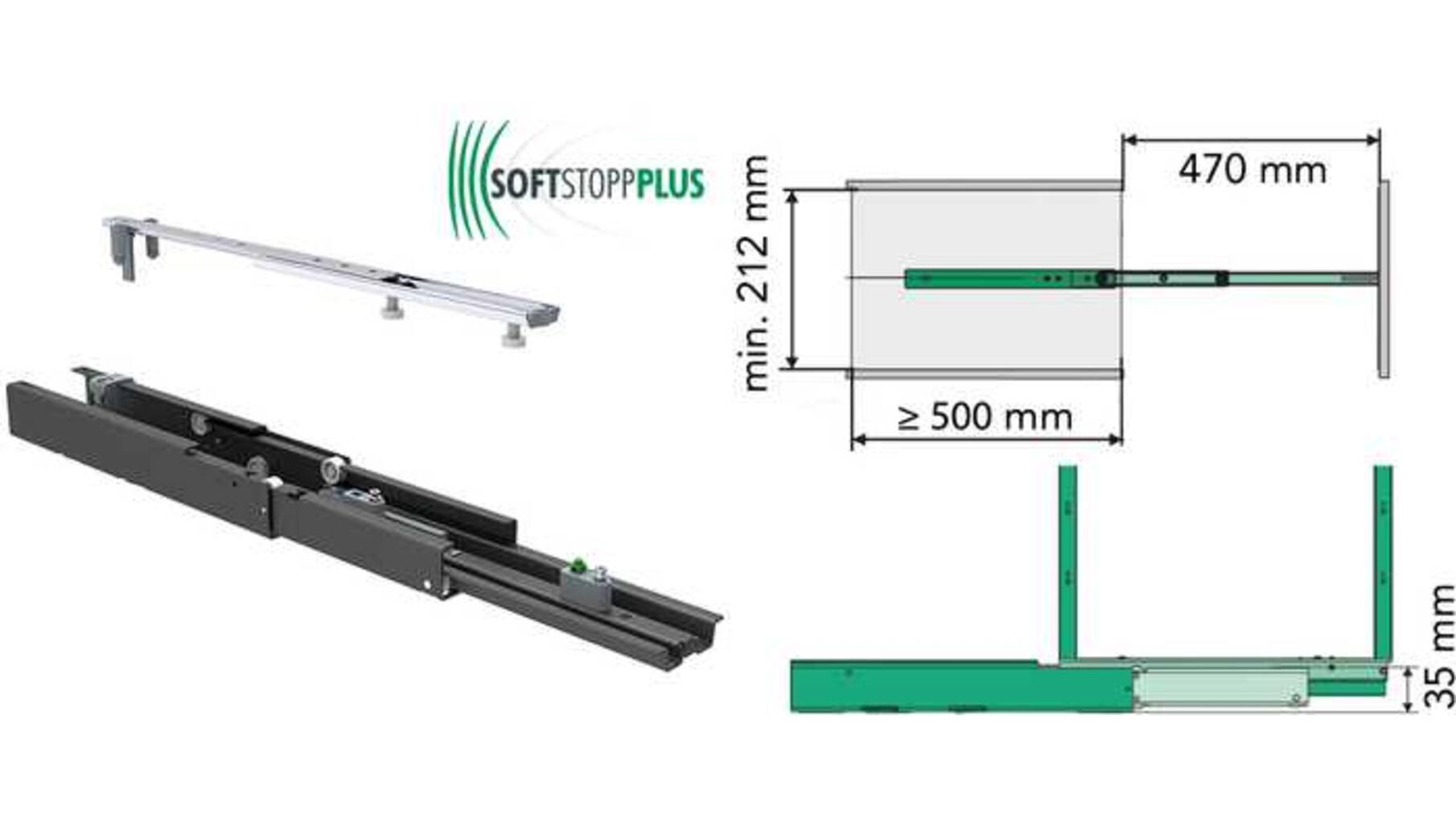 Geleider antraciet Dispensa 500mm incl. soft close