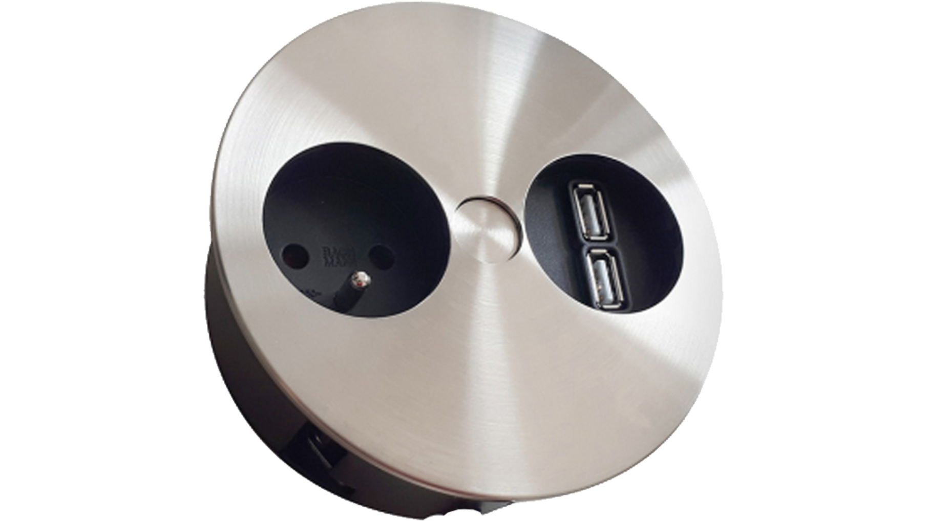 Twist 2 rond RVS-look met 1x wcd + USB A + C lader