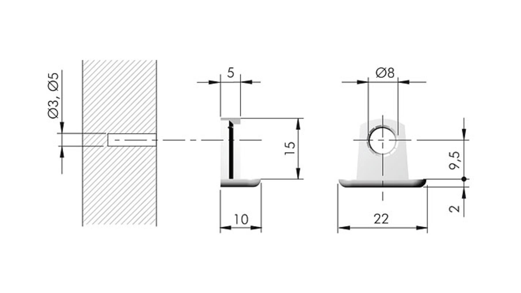 Verbinder (kastgedeelte) TRIS voor euroschroef of SPAX