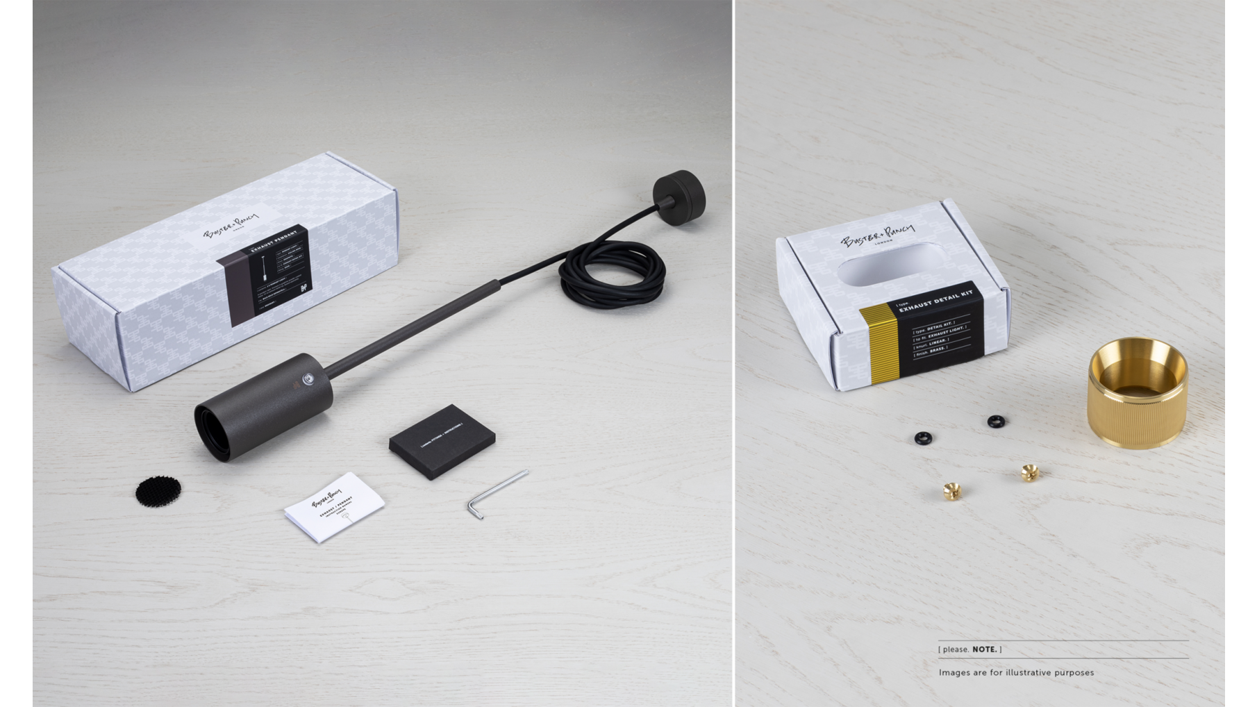 Exhaust Pendant/Linear/Graphite/Brass