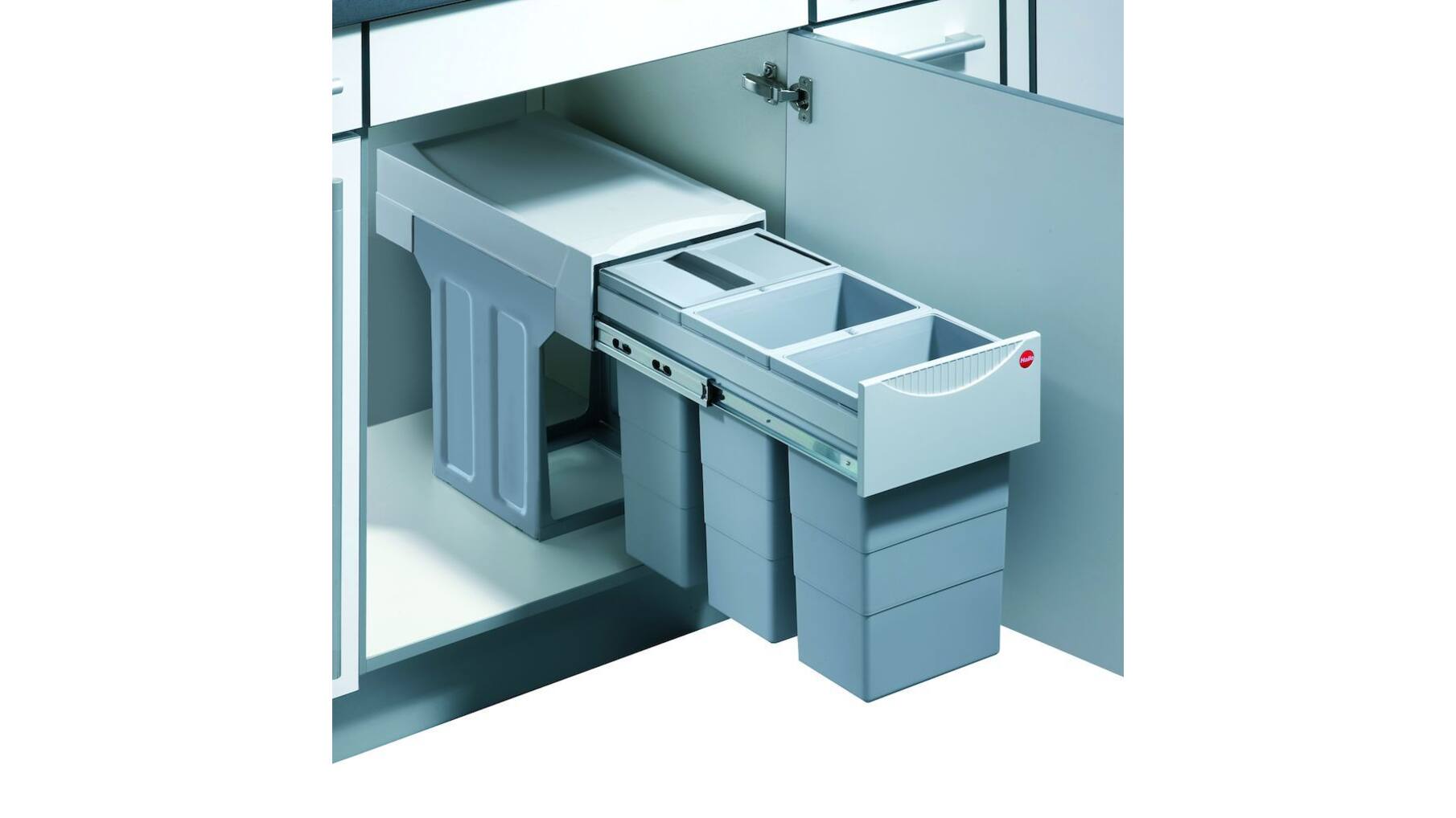 Afvalsysteem 30L (3x10L) zilver/grijs volledig uittrekbaar,