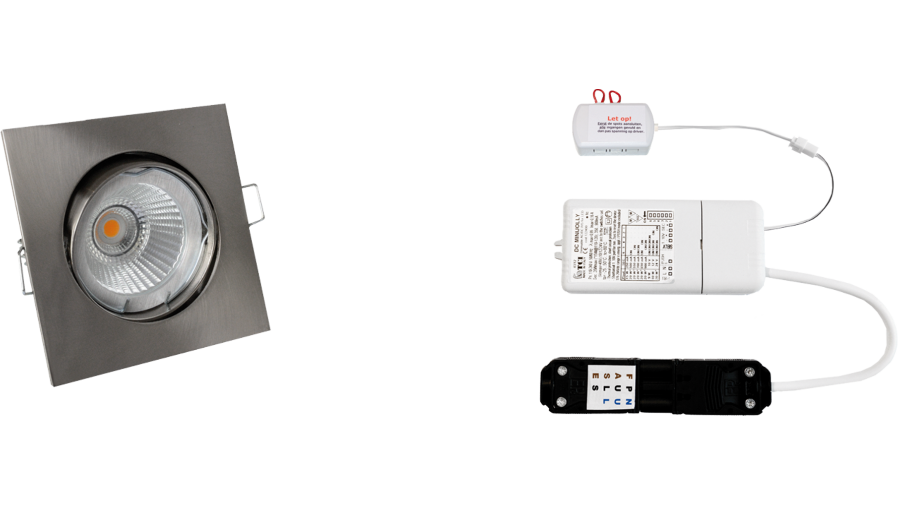 3x Vierk. RVS- Look+3x powerled 7W+3x verl+driver