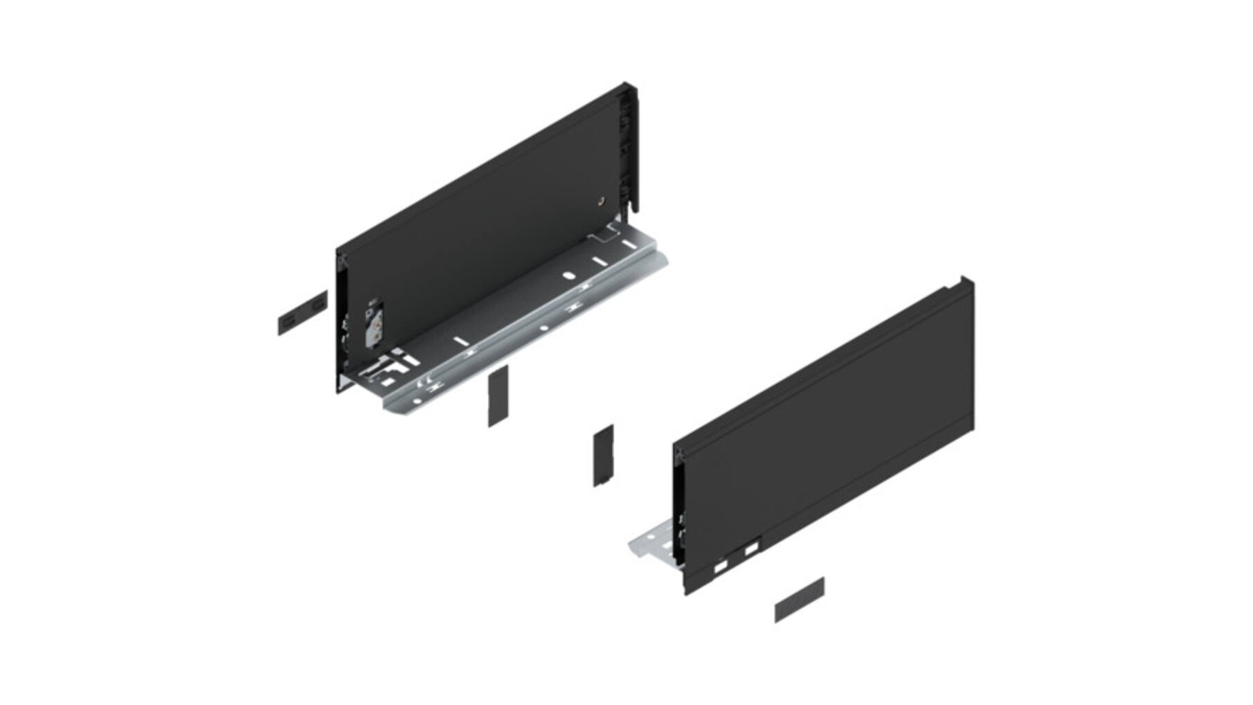 Legrabox ladezijde K 300mm, carbon zwart, hoogte 128,5mm