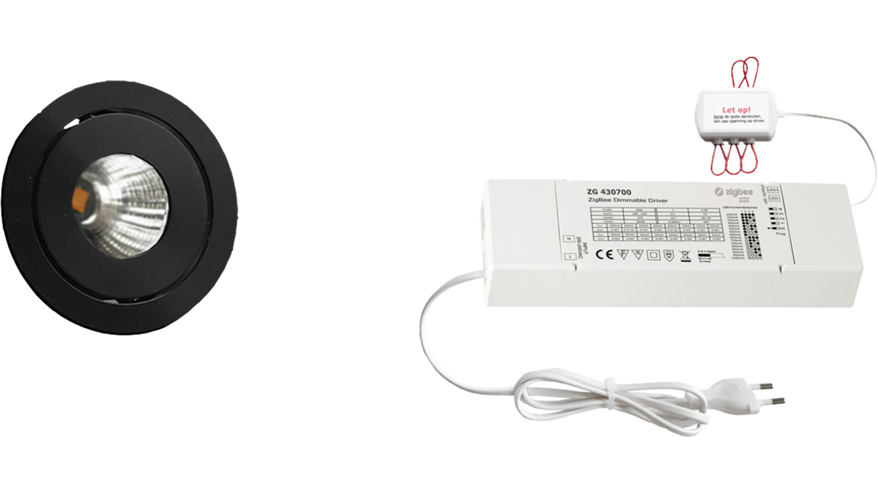 8x Ancona zwart DTW 3000K-2200K+8x verl+ZigBee