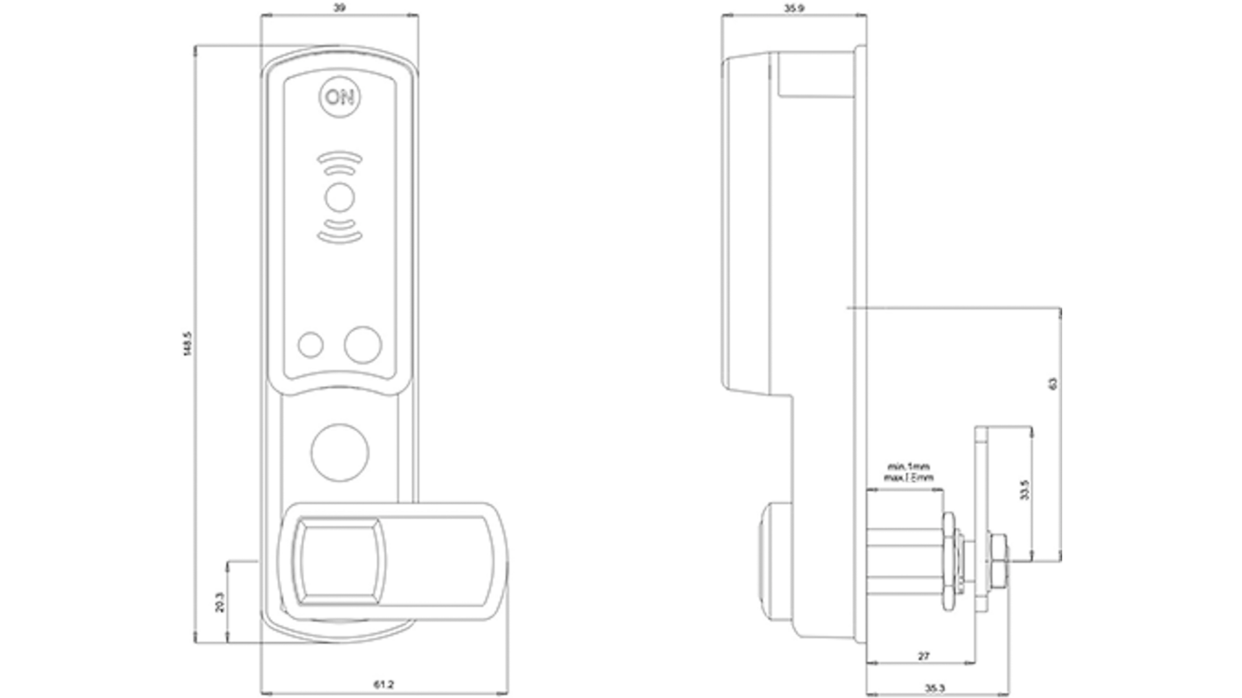 mauer ELLcam Mifare® zwart verticale montage