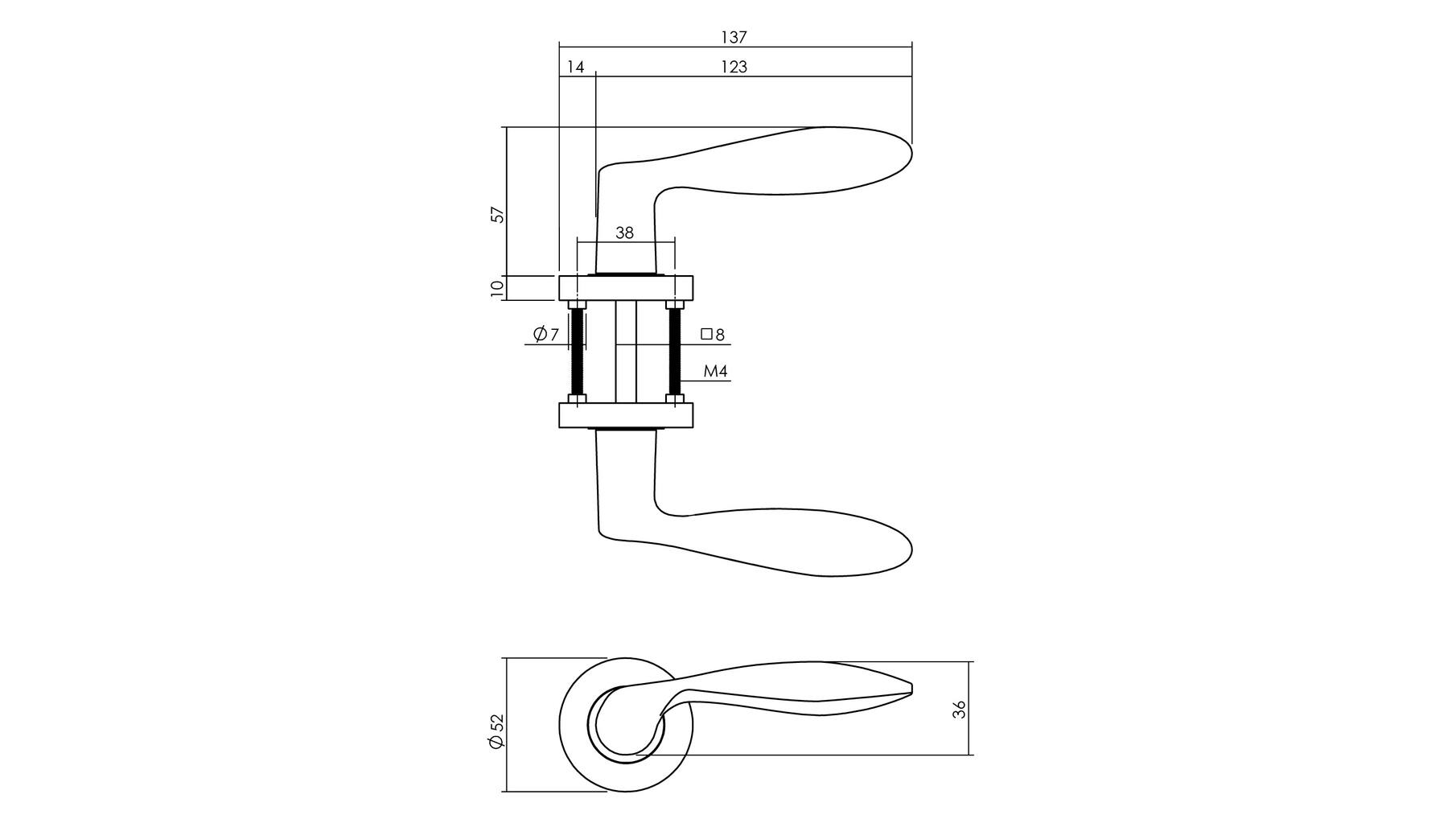Deurkruk George op ronde rozet ø52x10mm antracietgrijs
