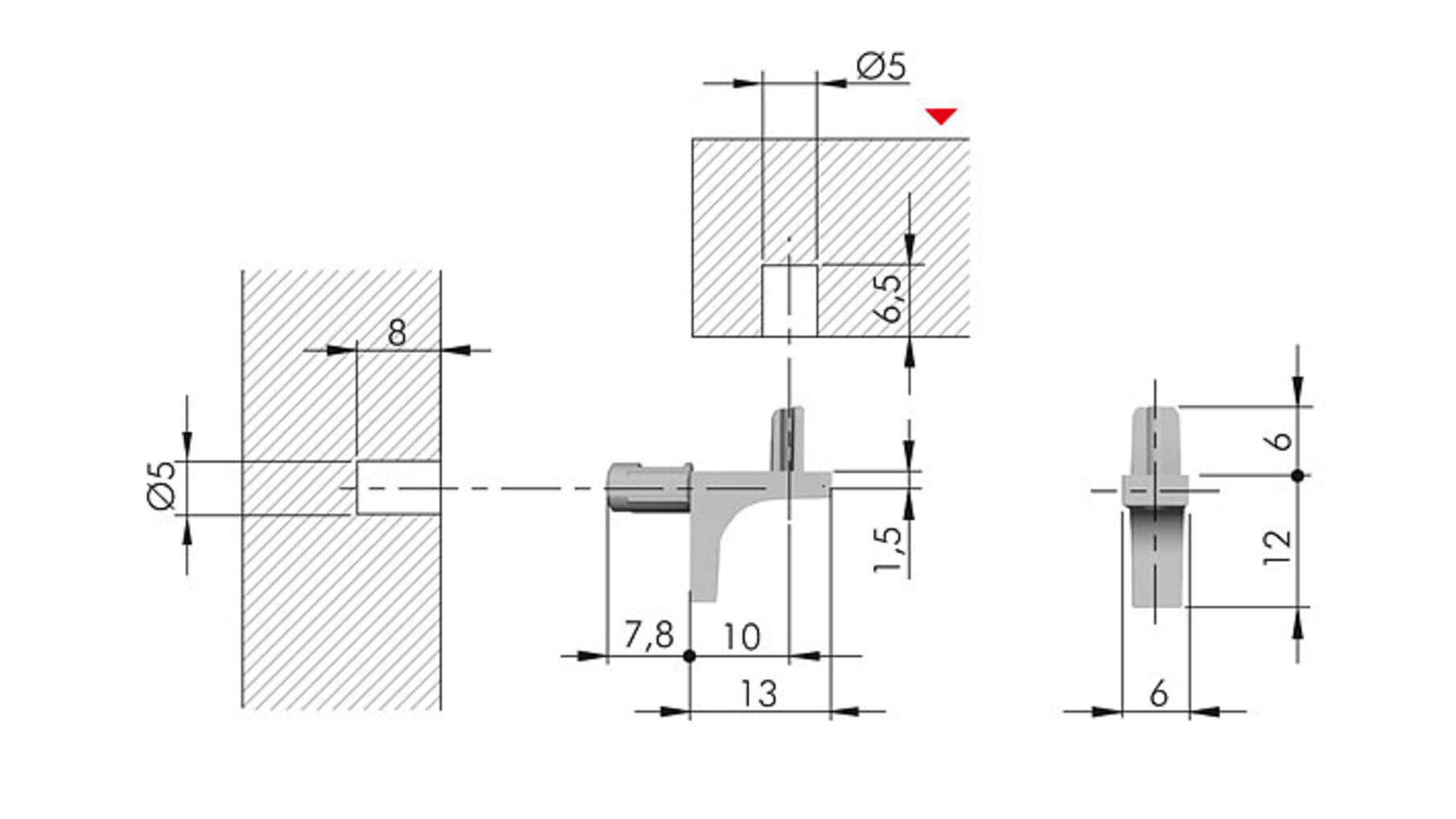 Plankdragers K Line, met 2 stiften 5mm, zwart