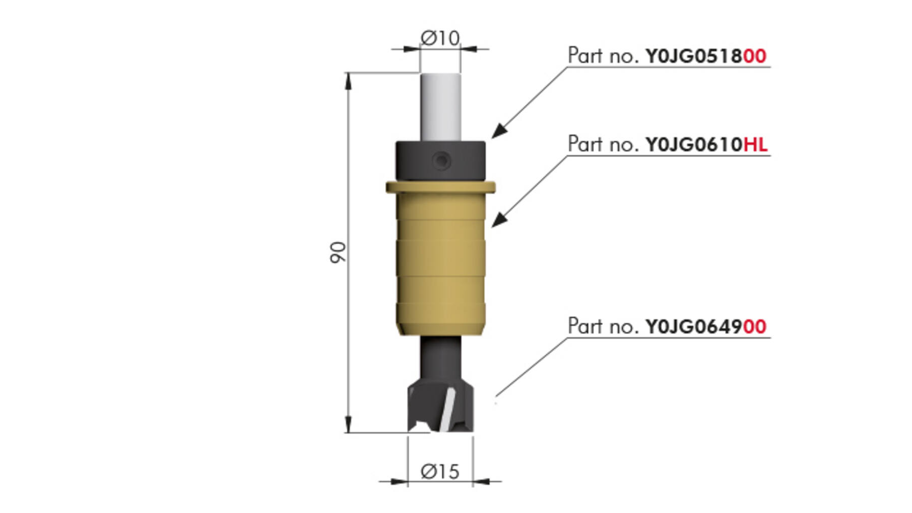 Boor voor 15mm excenters geschikt voor boormal Y0JG0160RO