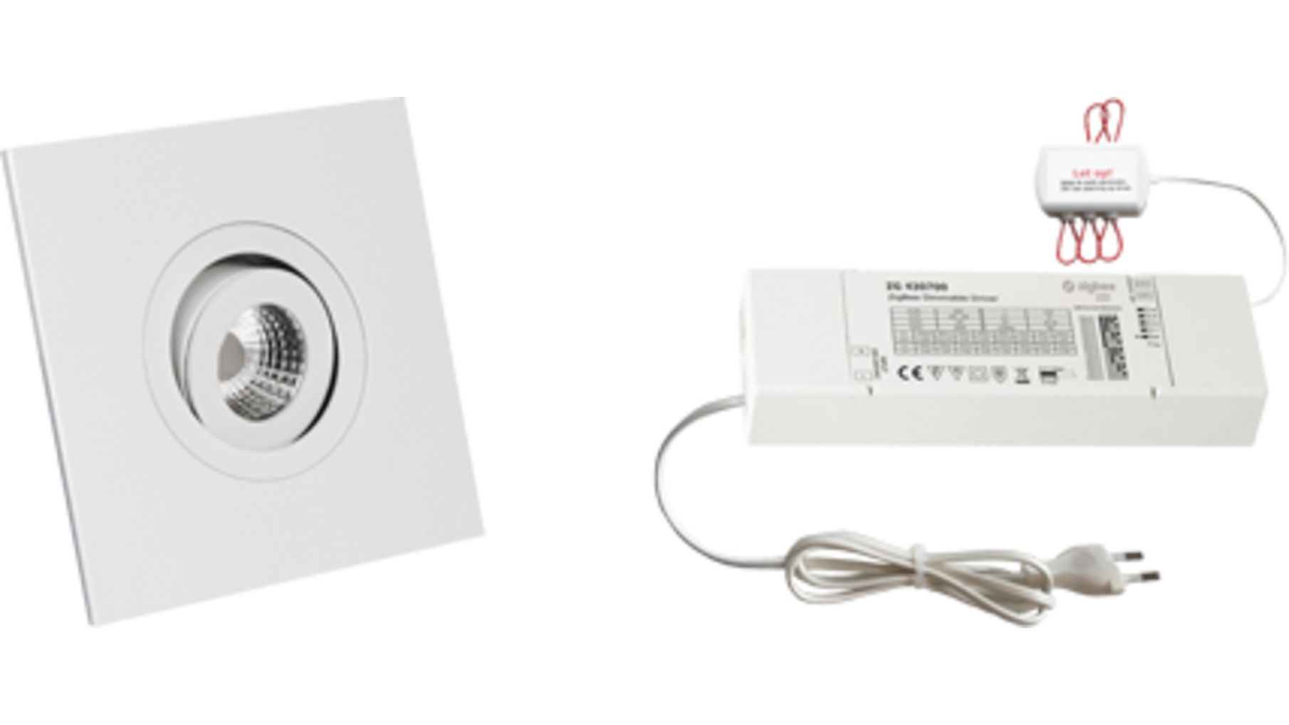 6x Monza vierkant wit + 6x verlengsnoer + ZigBee Driver 30W