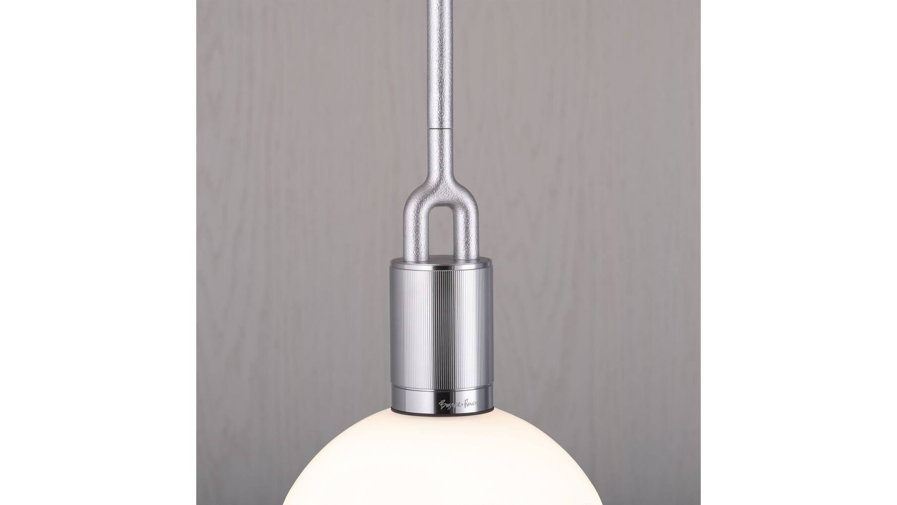 Forked Pendant/Steel/Large Opal Globe