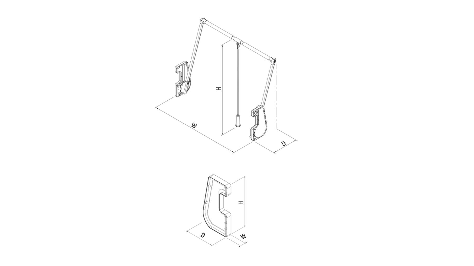 Garderobelift 850-1150mm draagkracht 15 kilogram