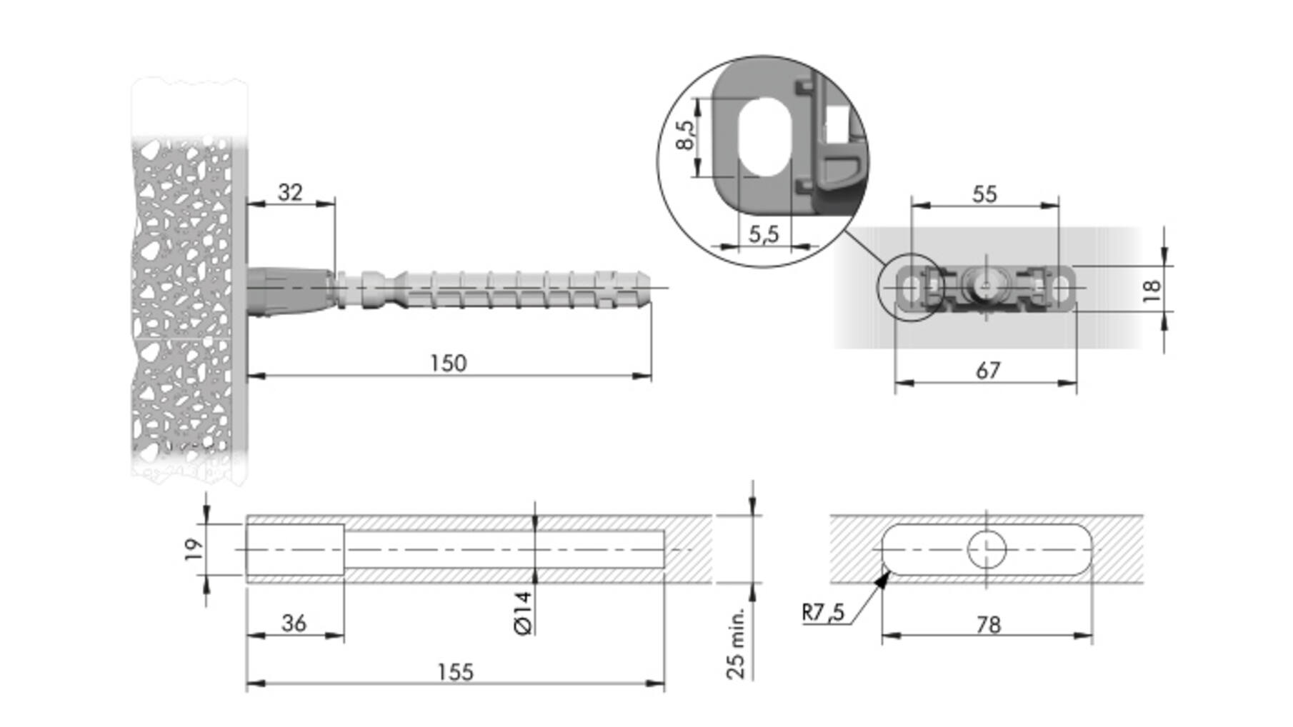 Staafplankdrager Triade MINI PRO voor plank max 200mm diep