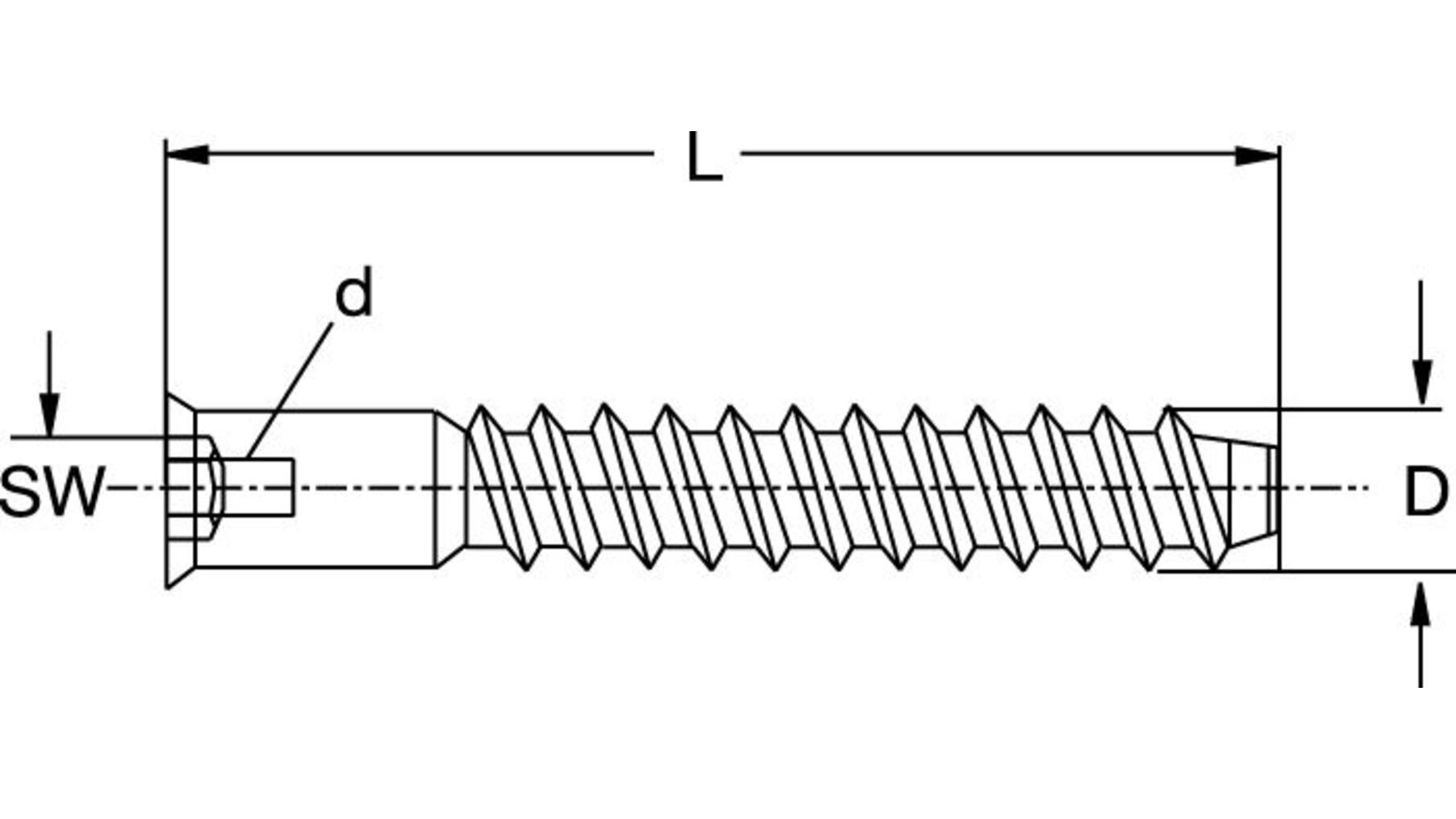 Confirmatschroef 7.0x50mm SW 4 zwart verzinkt geboord