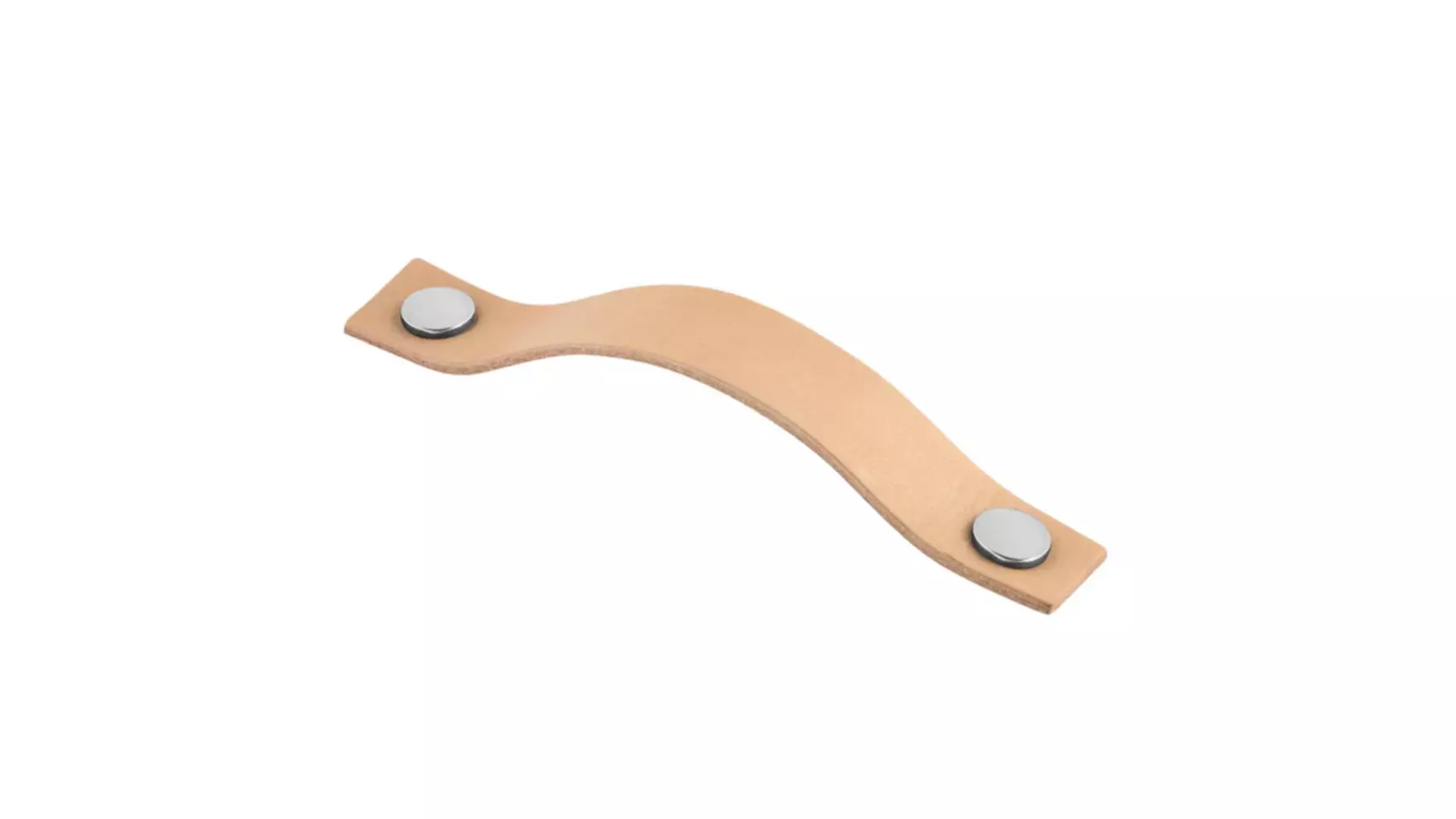Greep leer naturel 25x128mm met bevestiging chroom