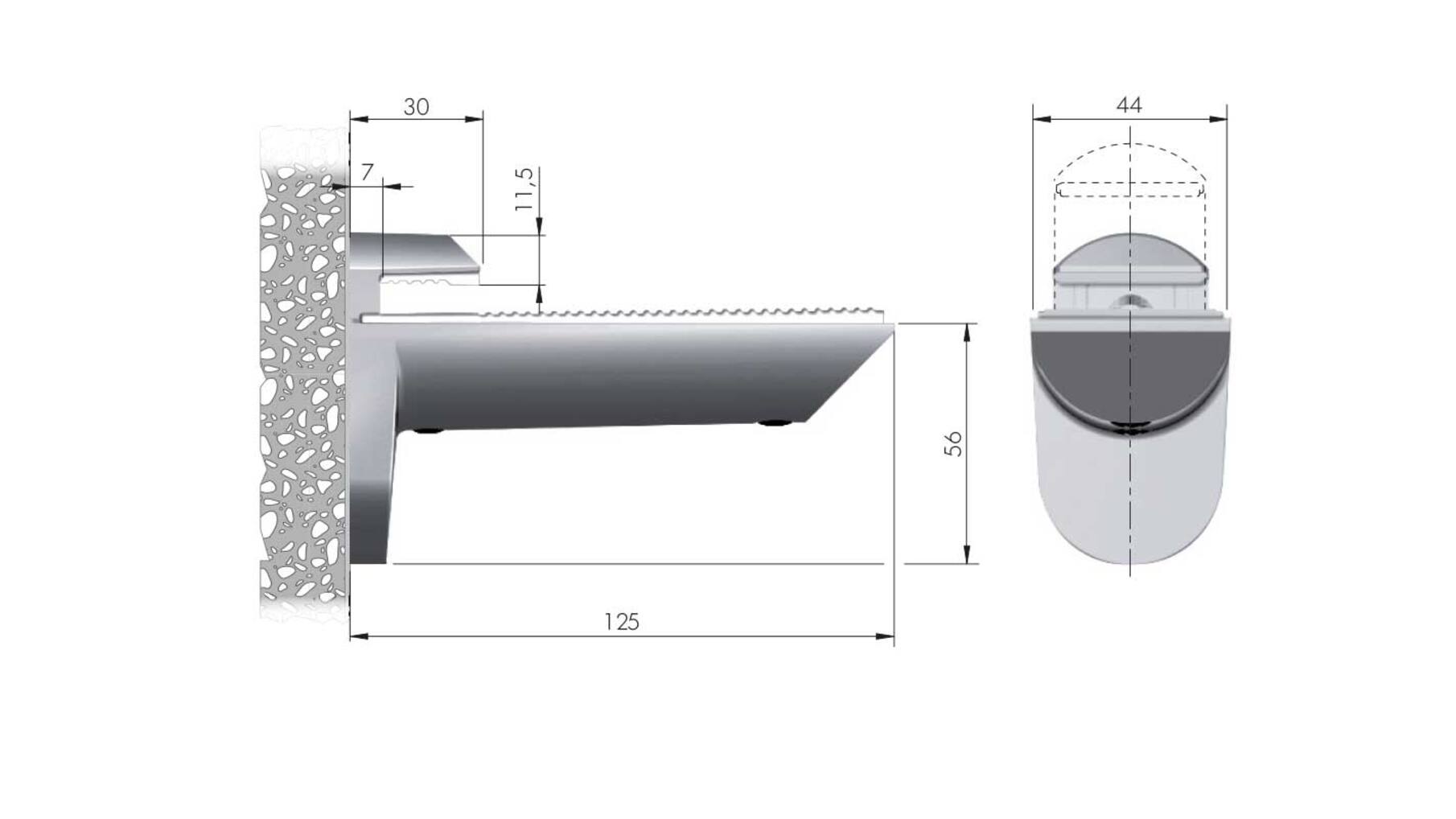 Plankdrager Kaiman, zilver RAL 9006