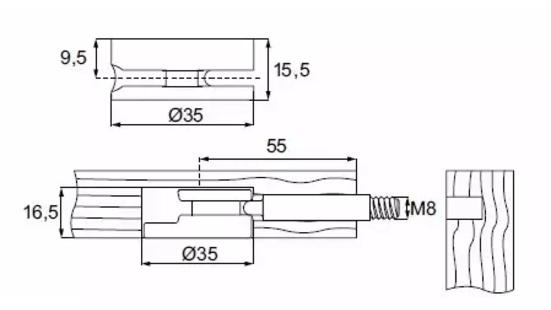 Excenter JUMBOFIX diameter 35mm, dikte 16.5mm