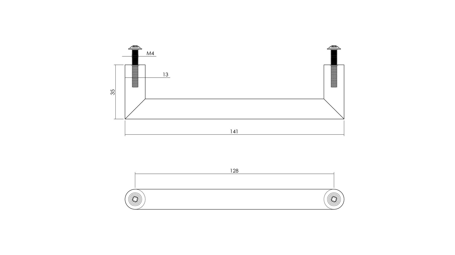 Meubelgreep 141 mm zwart