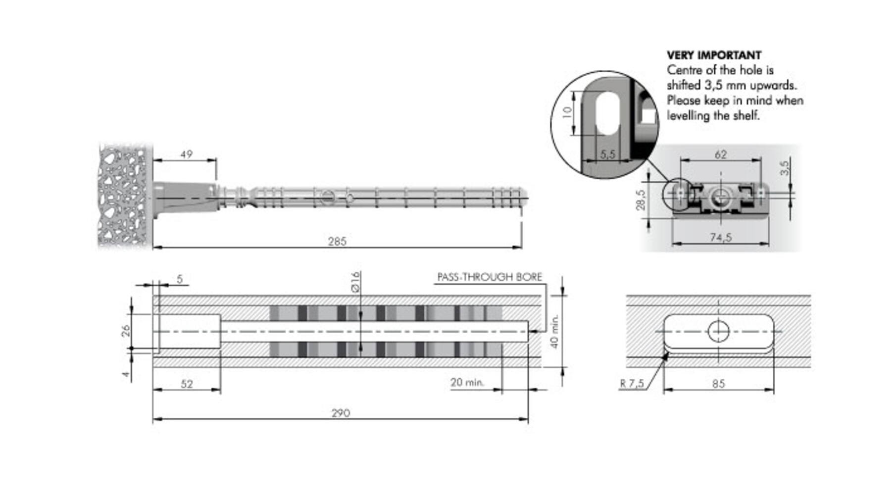 Staafplankdrager Triade XXL PRO voor plank max 400mm