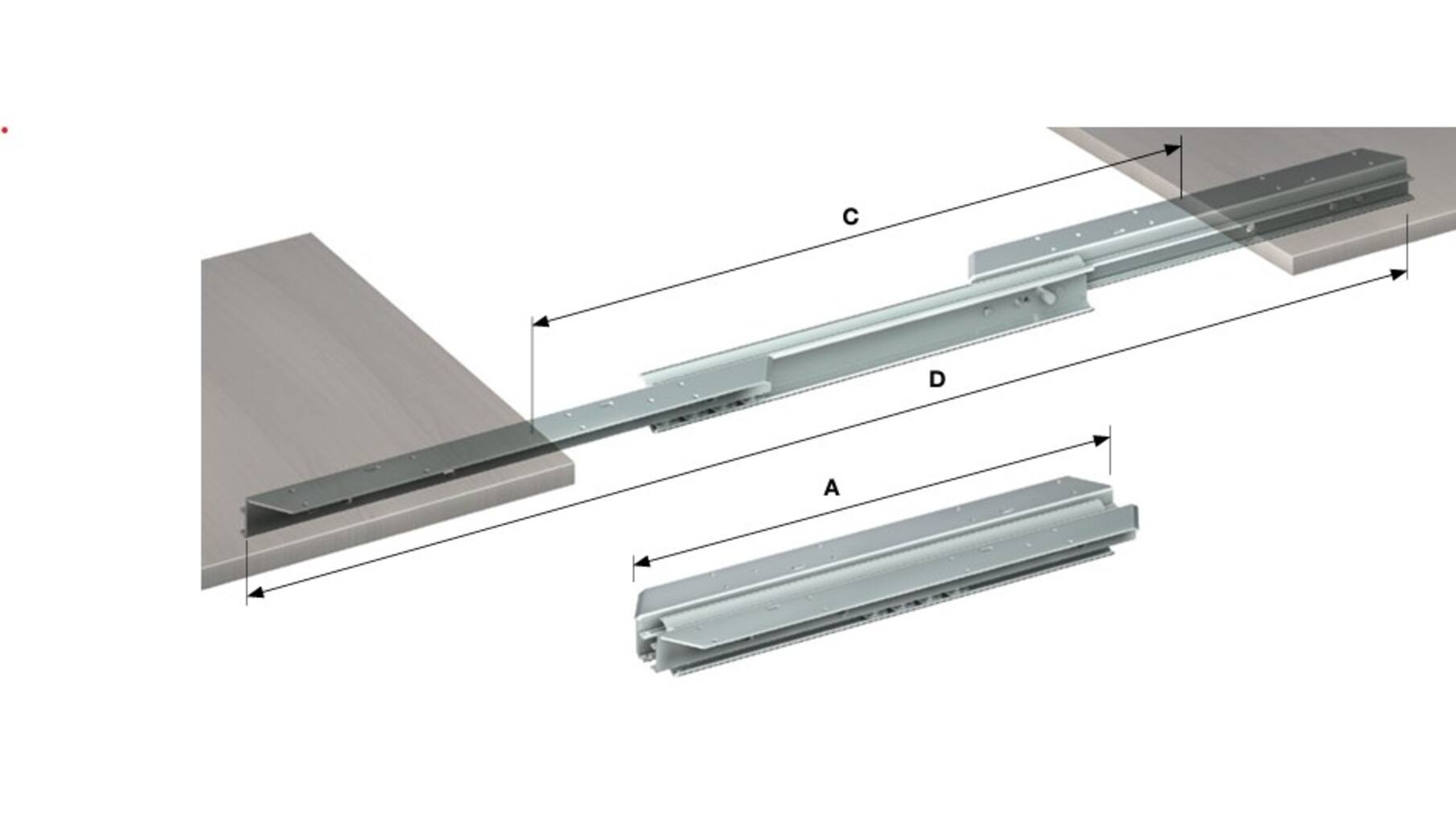 Tafelgeleider voor opening 638mm, prijs per set