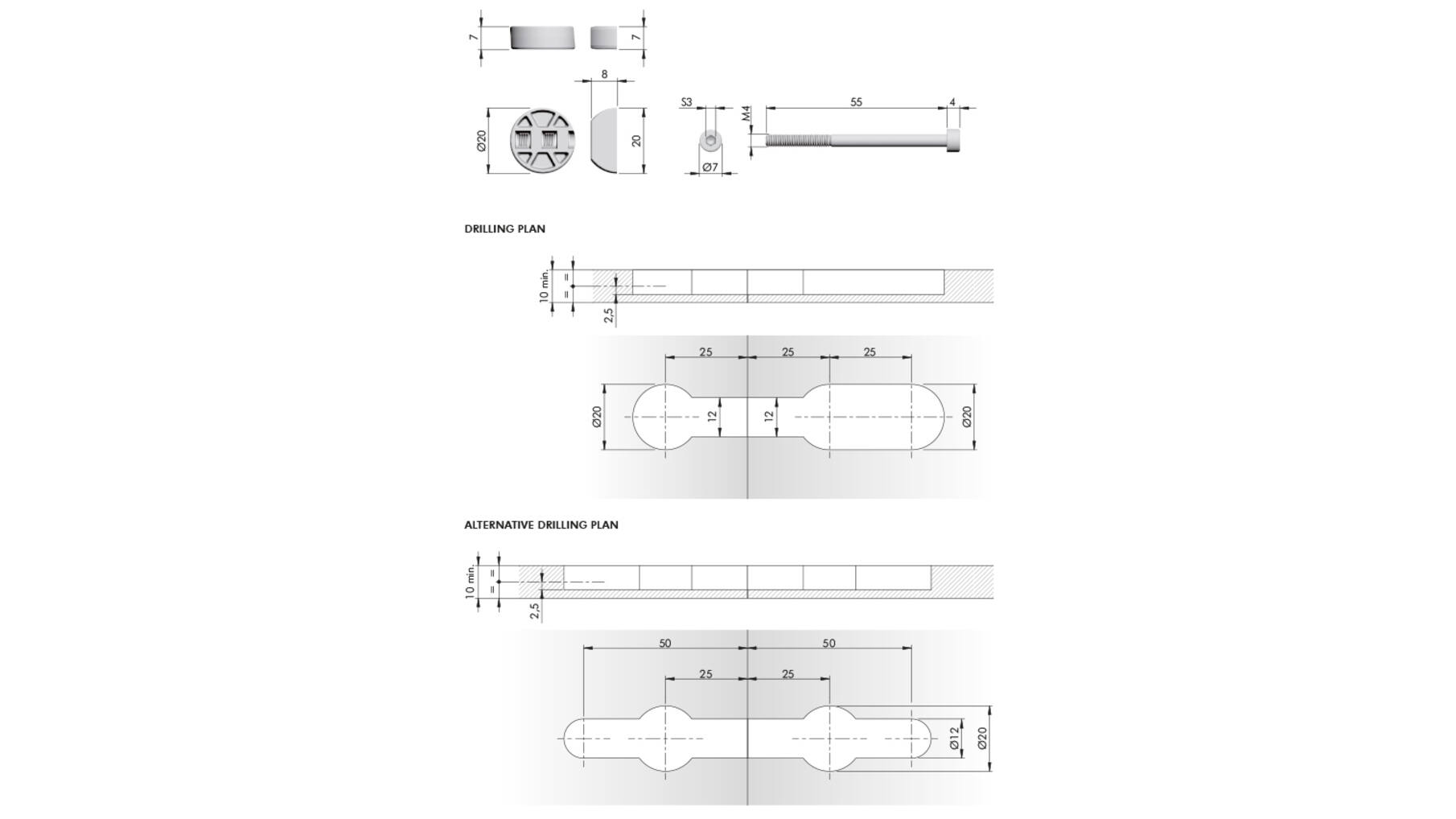 Bladverbinder K TOP voor  TRESPA bladen (minimaal 10mm)