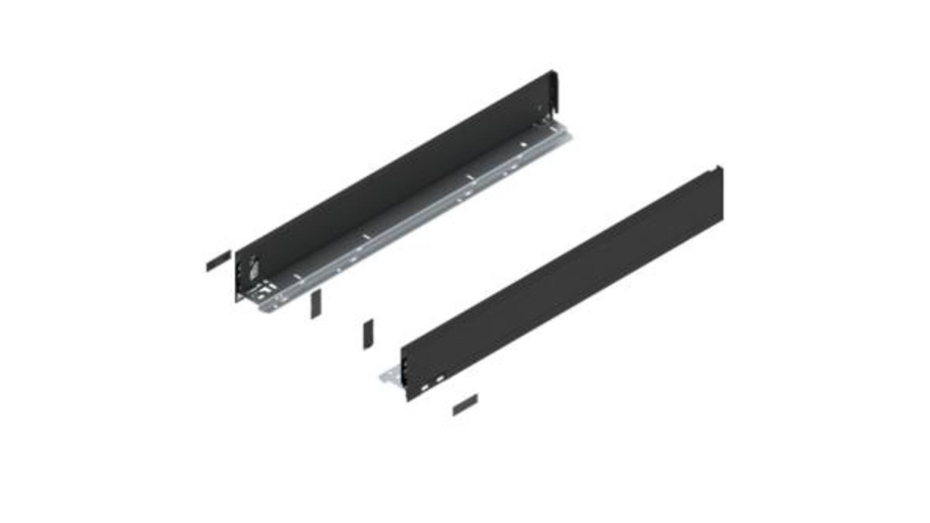 Legrabox ladezijde M 650mm, carbon zwart, hoogte 90,5mm