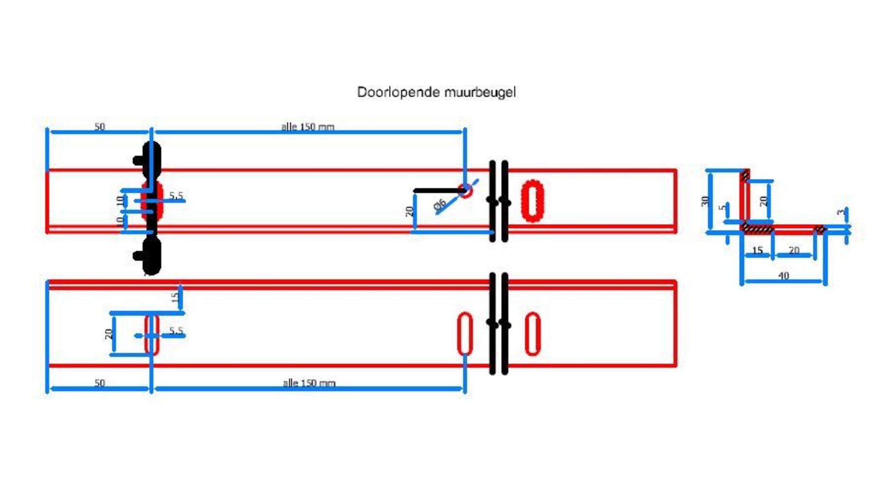 PROSLIDE muurbevestiging lengte 3 meter