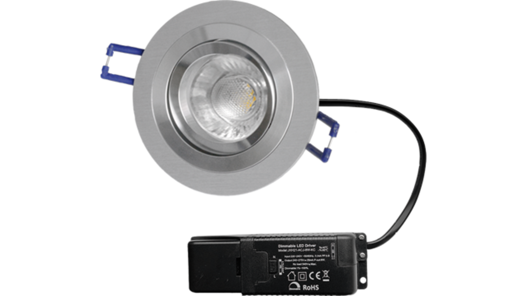 Smooth kantelbare inbouwspot rond Aluminium + Triac driver