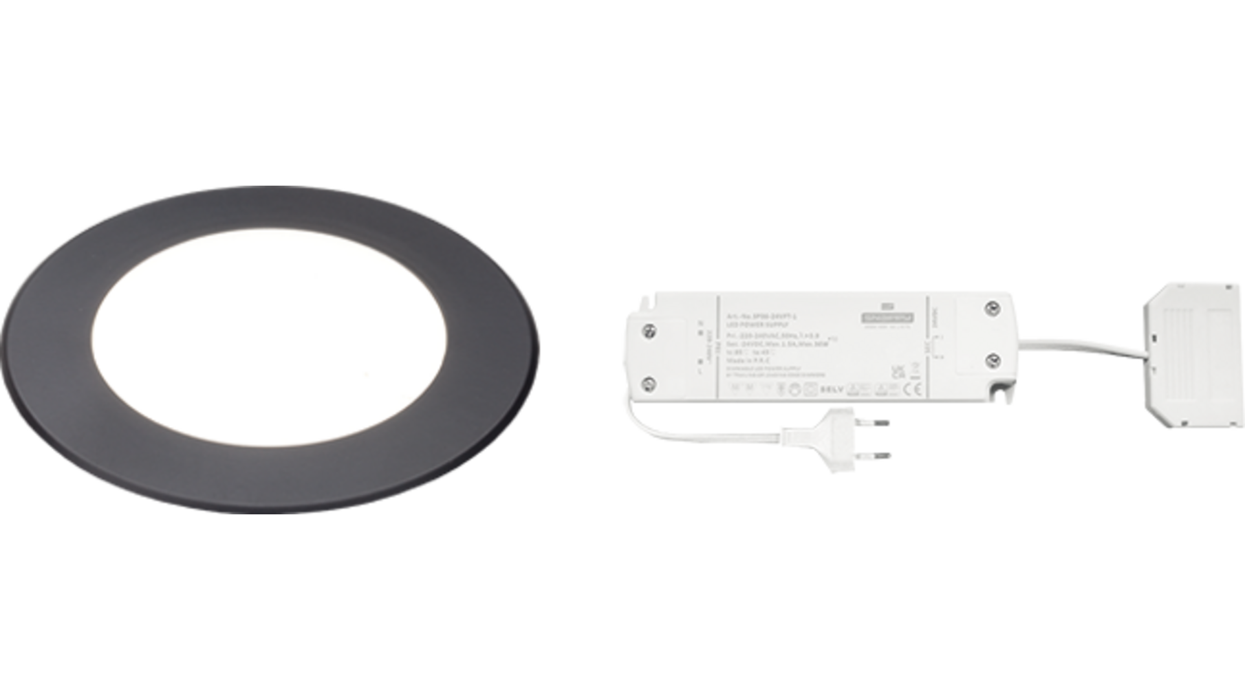 4x Atom mat zwart 24V + RL-dimbare driver 36W