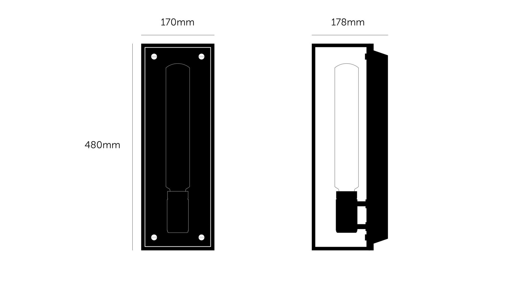 Caged Wall 1.0 Large - Black Marble/Buster Bulb Tube