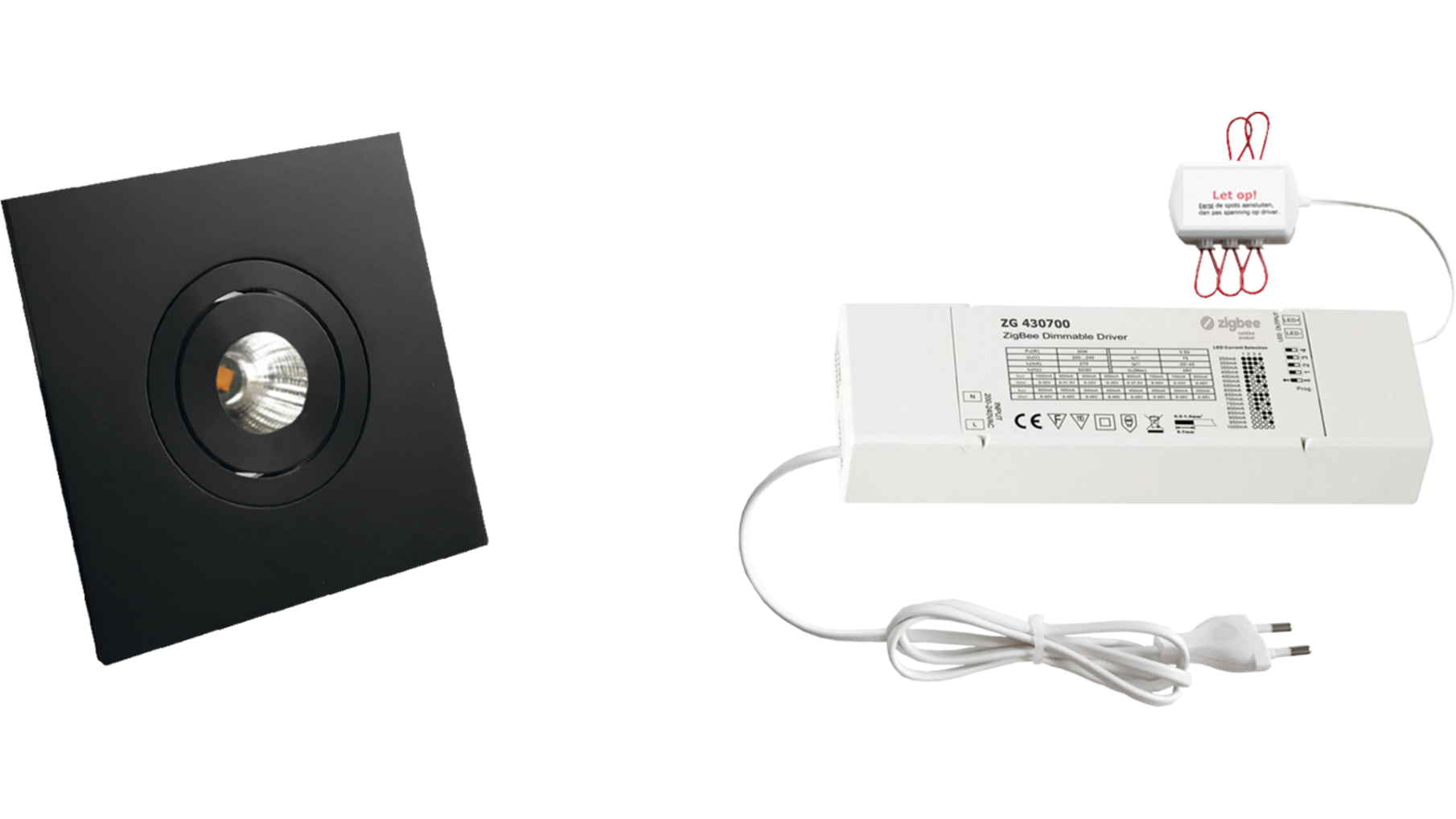 2x Monza vierkant zwart DTW 3000K-2200K+2x verl+ZigBee