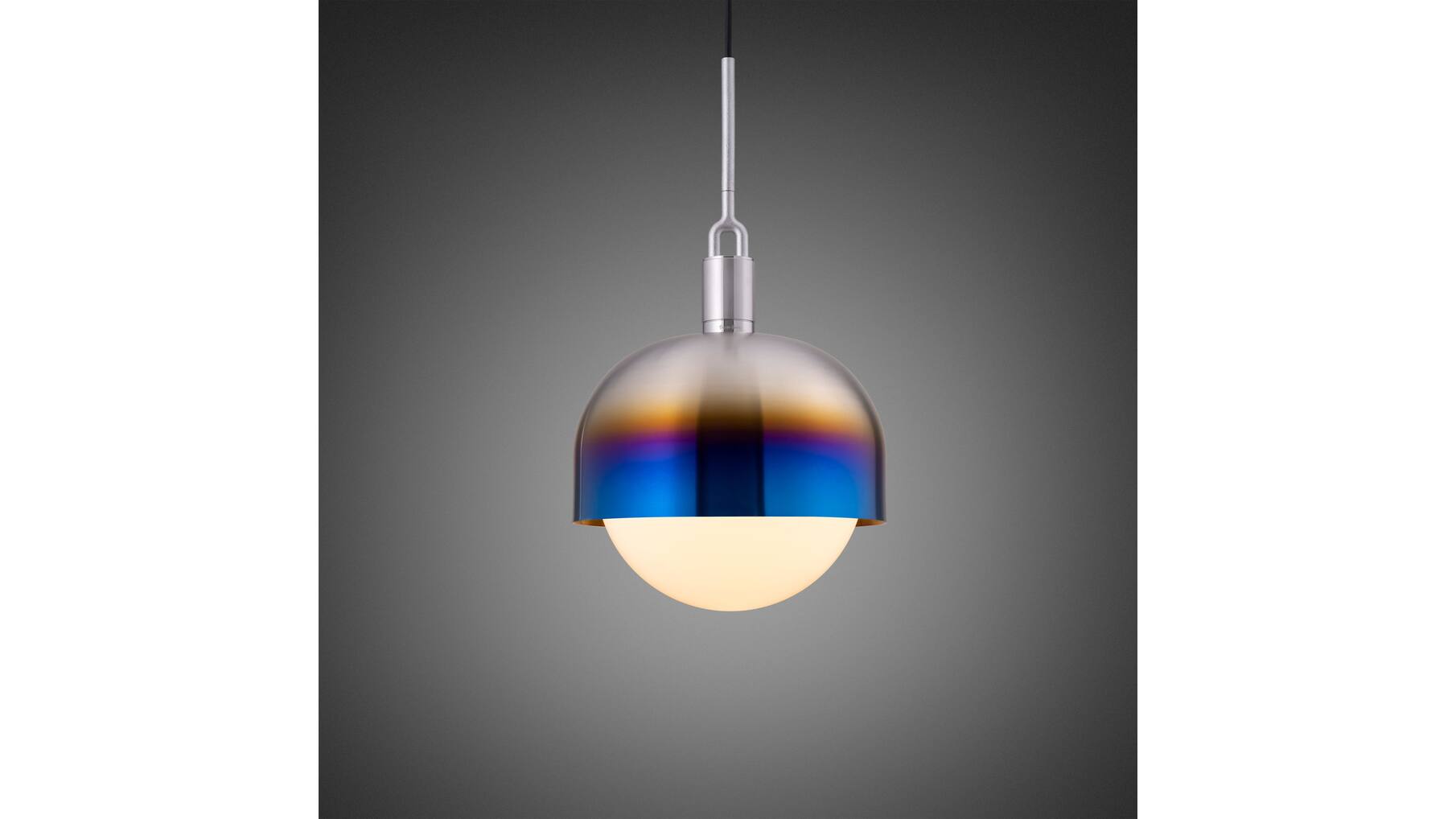 Forked Pendant/Steel/Large Burnt Steel Shade/Large Opa