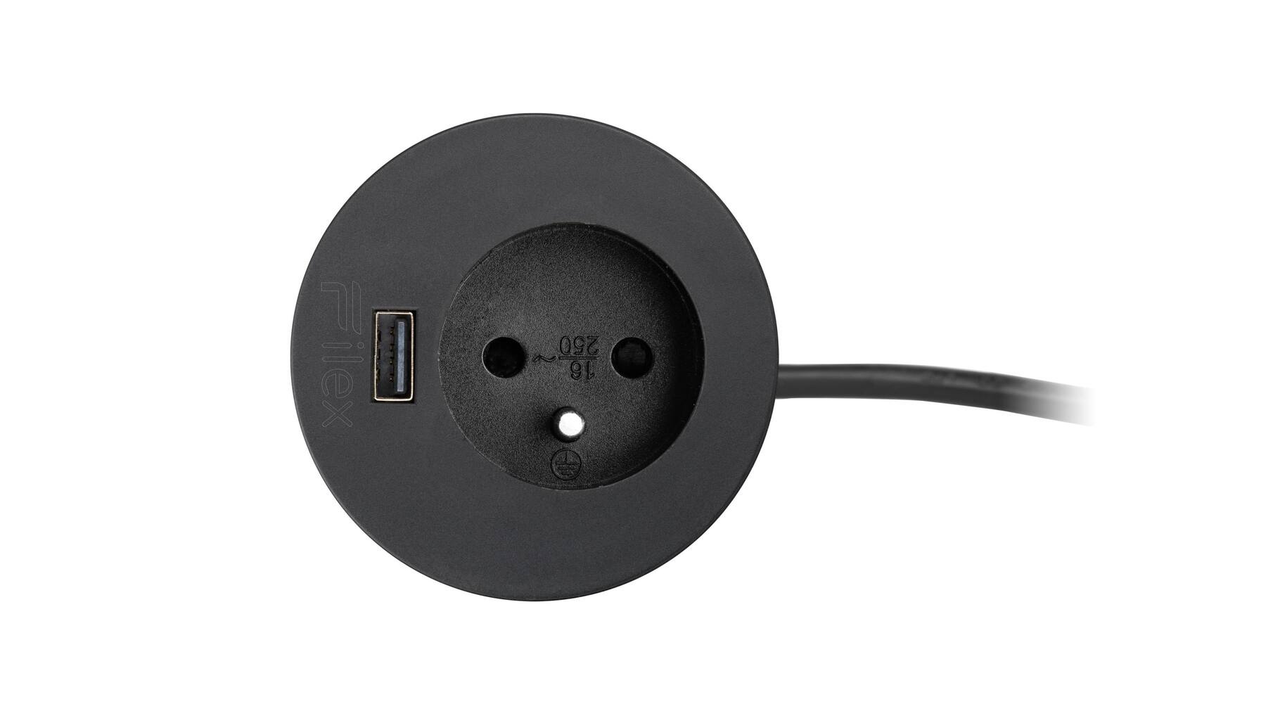 Inbouw module Power spot-FR wit, 60mm. Met Schuko plug.