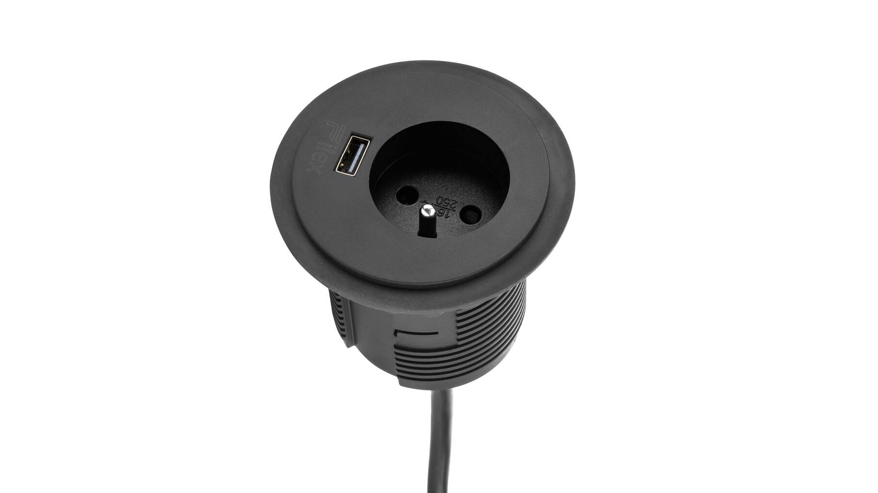 Inbouw module Power spot-FR wit, 60mm. Met Schuko plug.