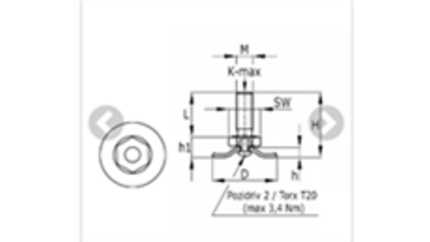 Stelschroef M8x40mm totale hoogte, verzinkt draad 30mm,