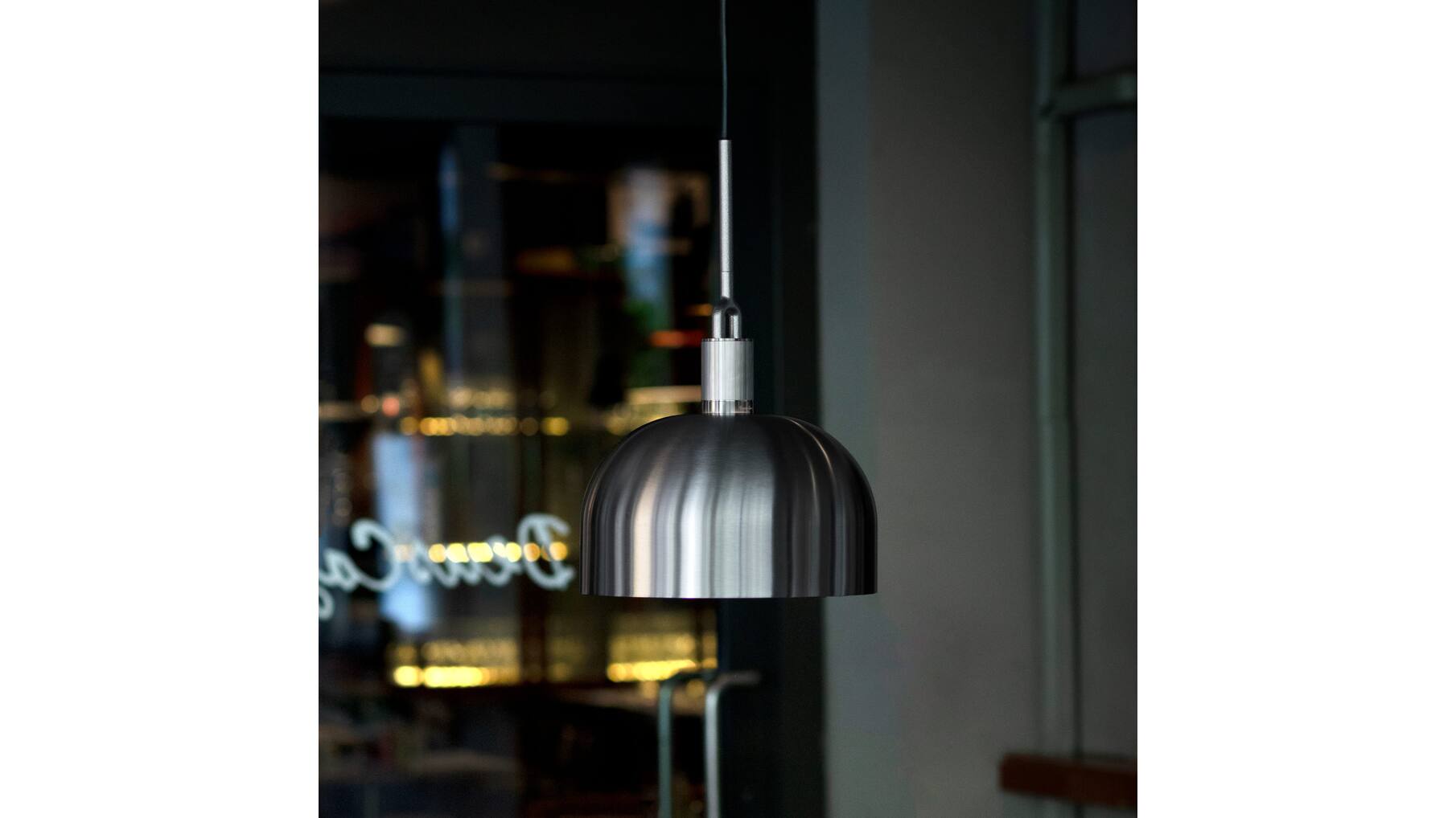 Forked Pendant/Steel/Large Steel Shade