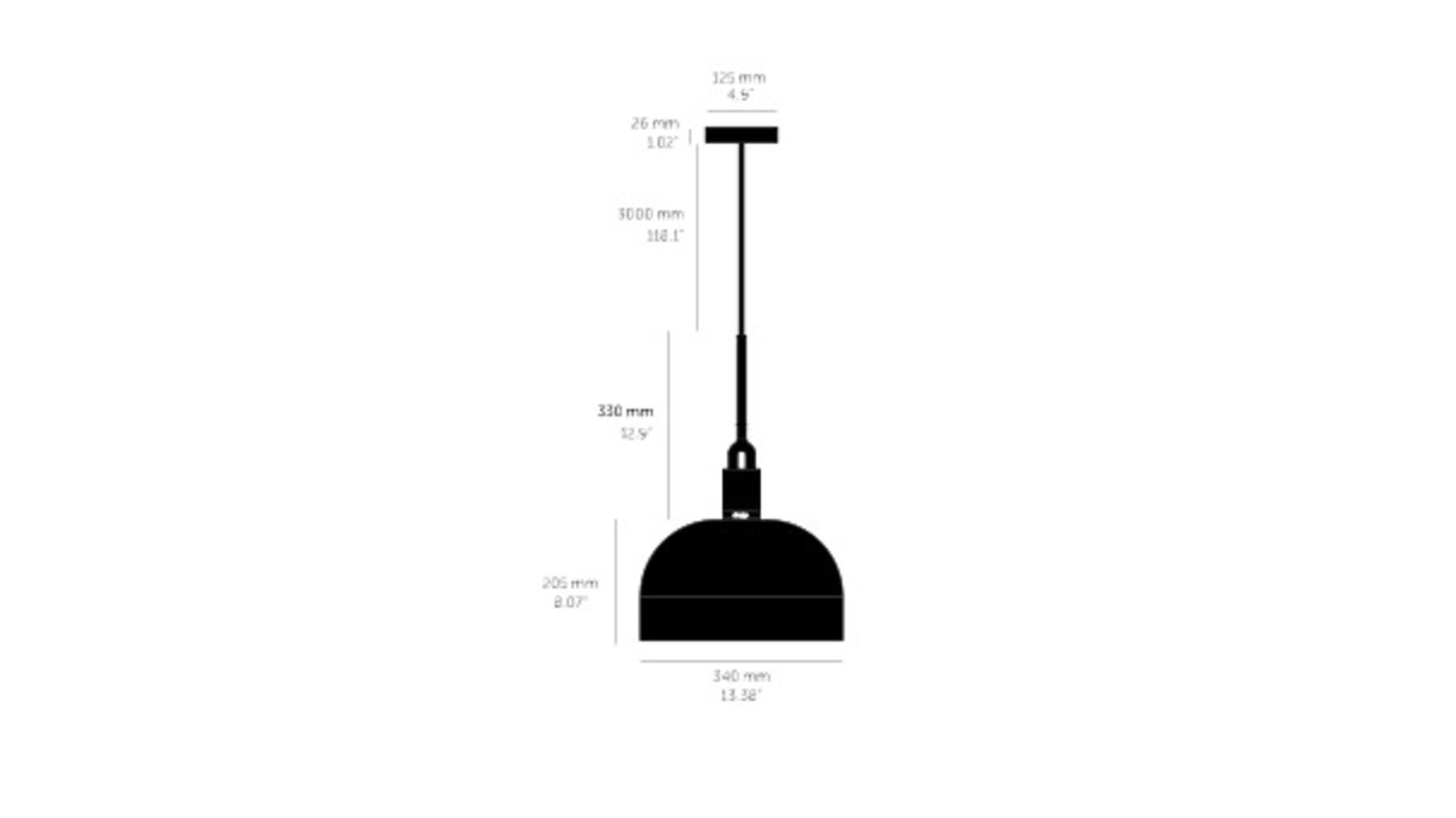 Forked Pendant/Steel/Large Steel Shade