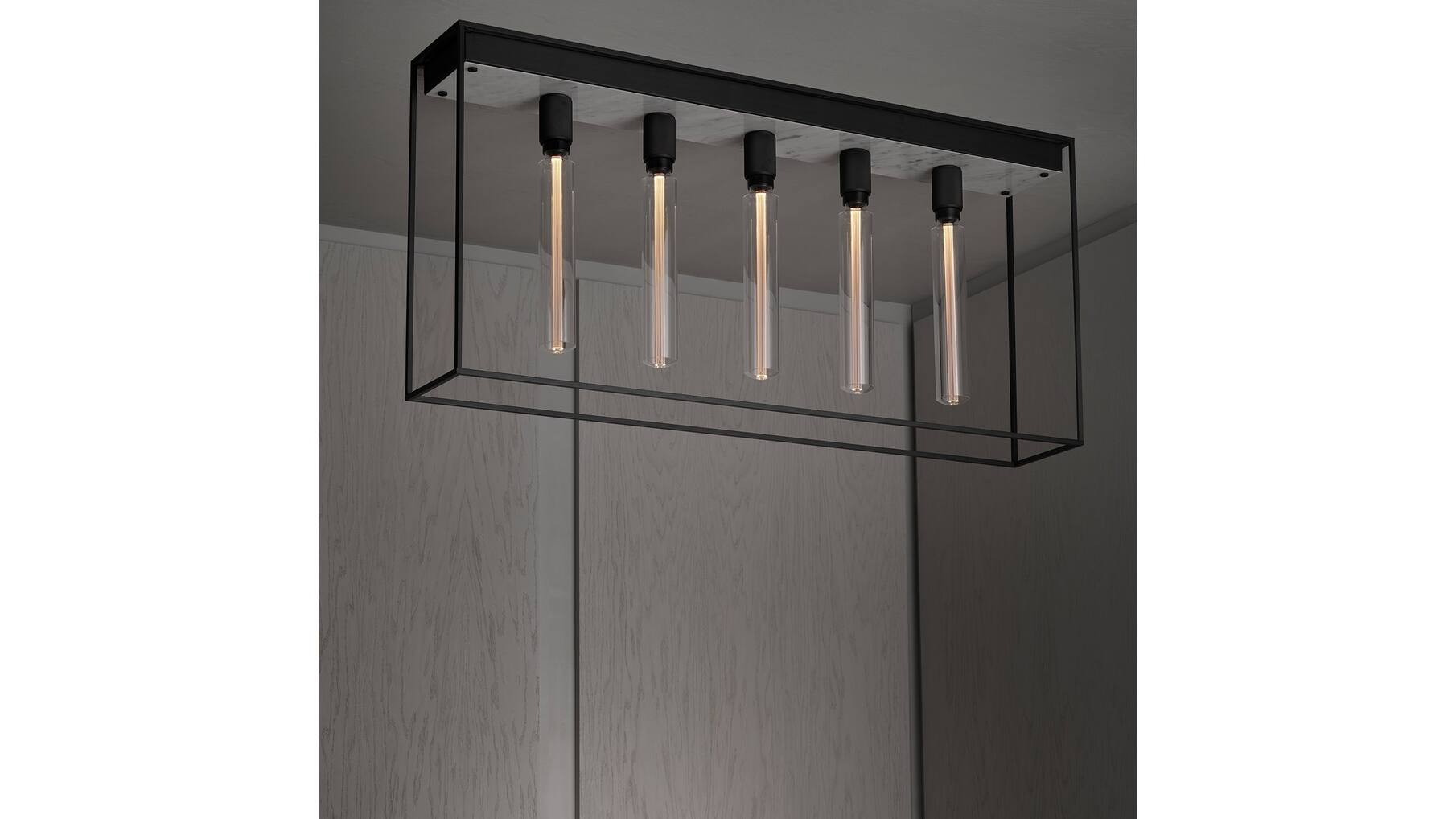 Caged Ceiling 5.0 - Polished White Marble/Buster Bulb Tube