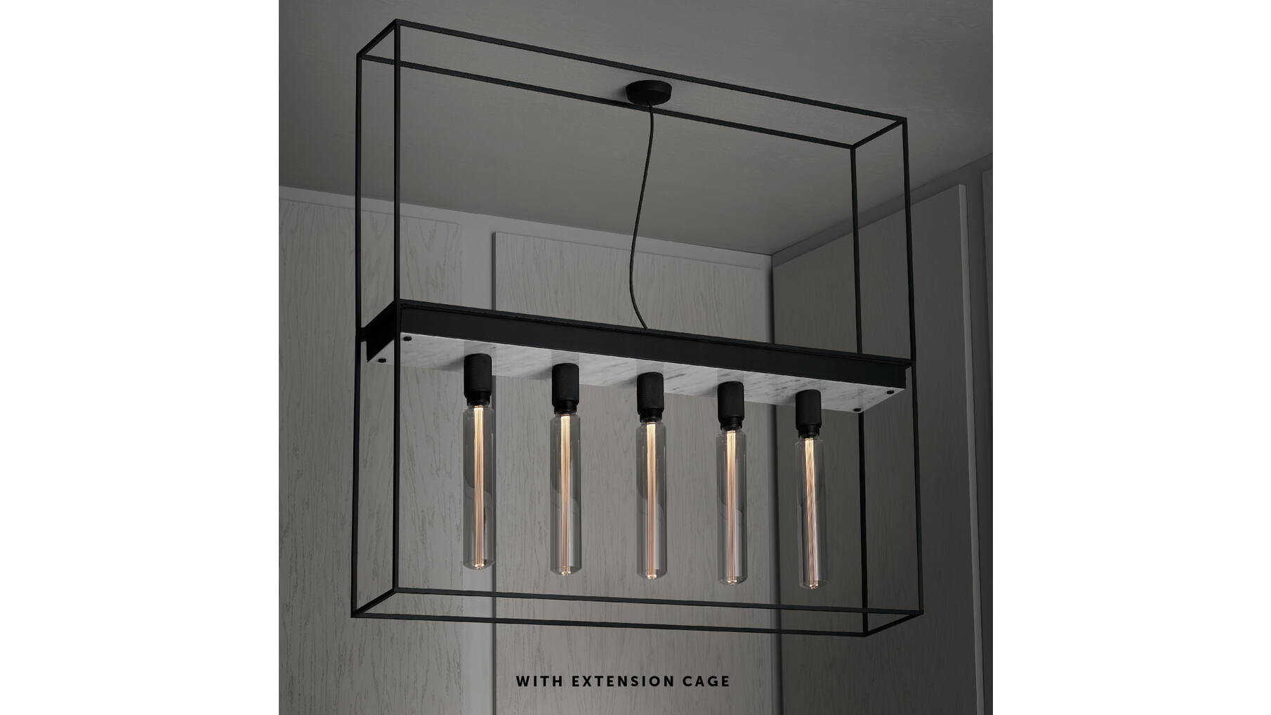 Caged Ceiling 5.0 - Polished White Marble/Buster Bulb Tube