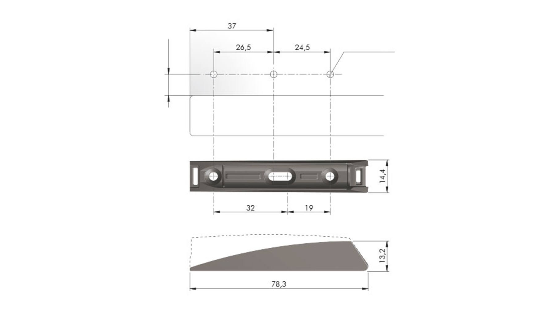 K push Tech basis, grijs , L= 78.3mm