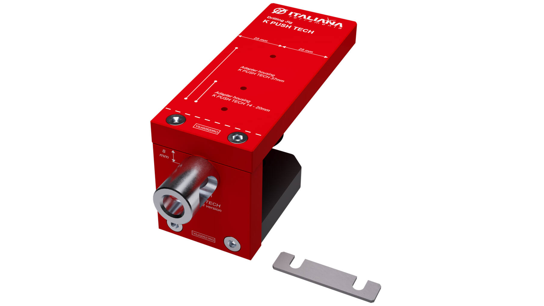 Boormal voor K push Tech, een doos met 1 opvulplaatje 1mm