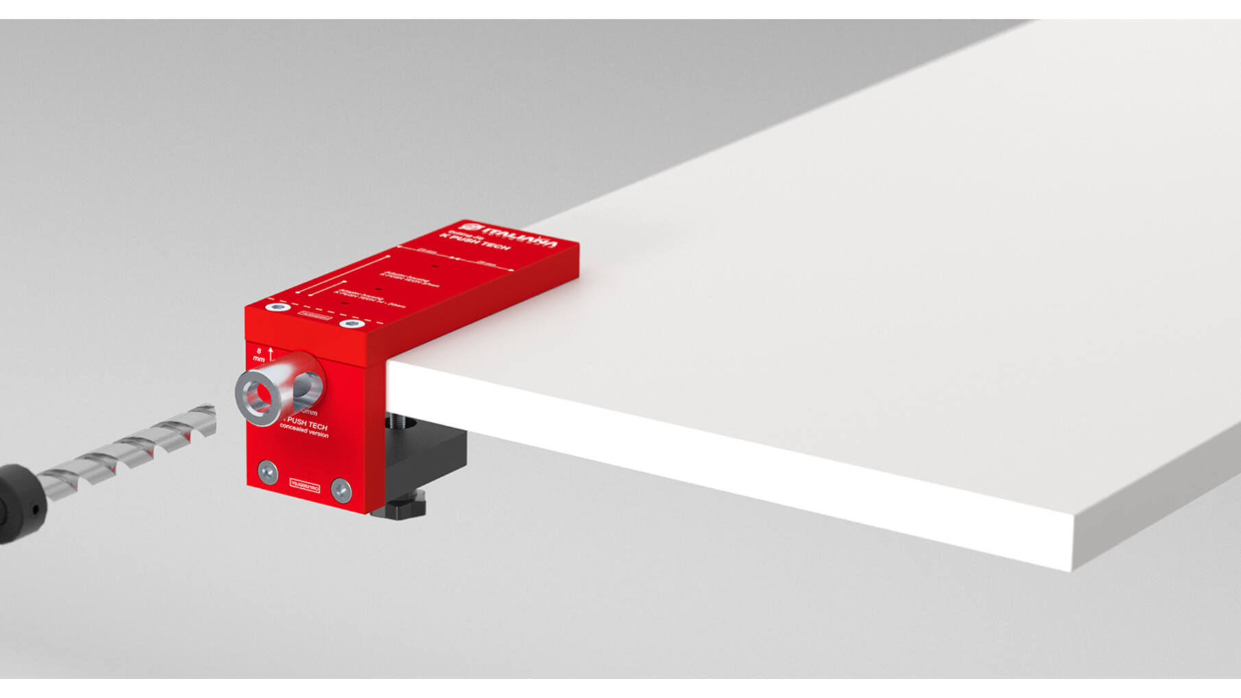 Boormal voor K push Tech, een doos met 1 opvulplaatje 1mm